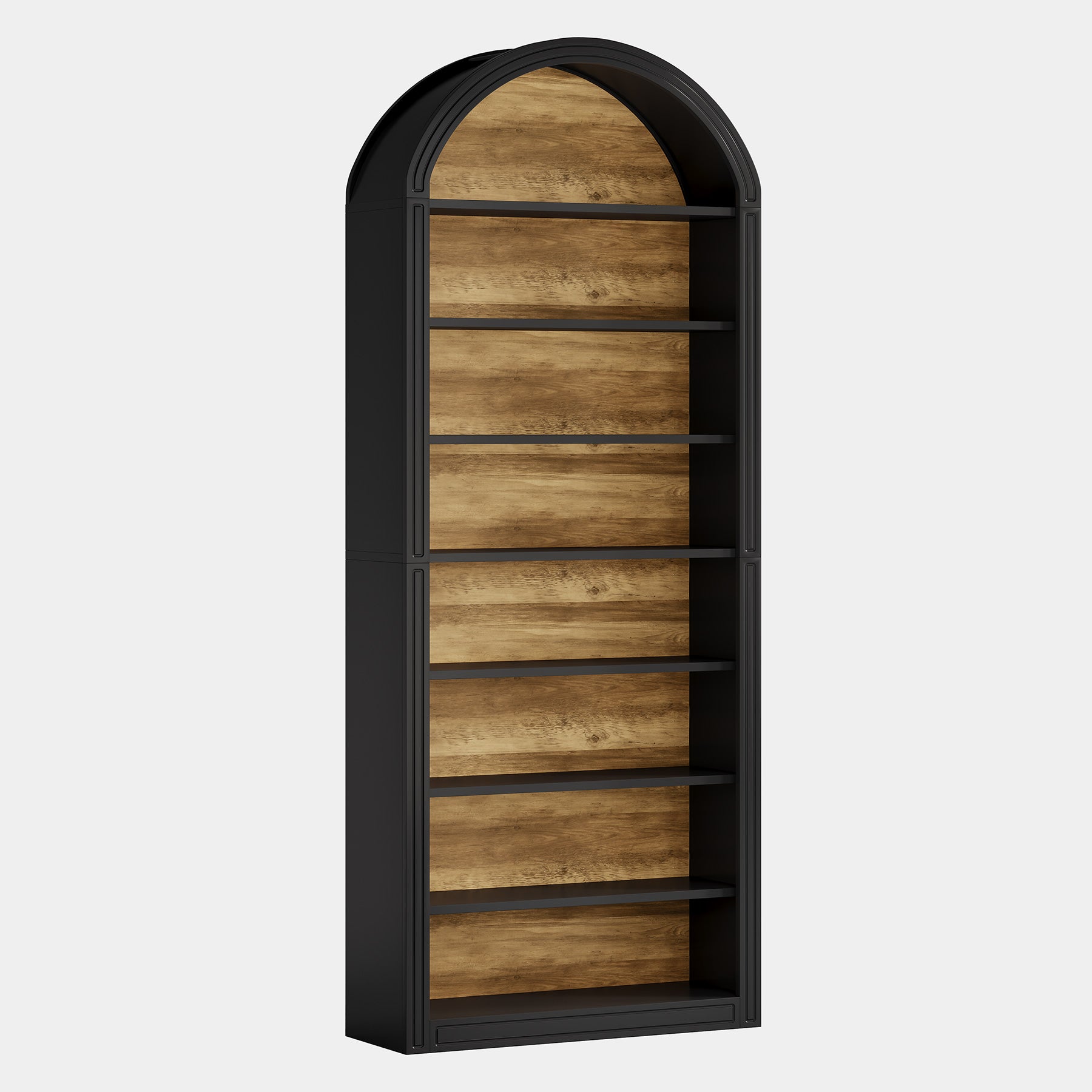6/8 Tier Tall Wooden Bookshelf - Arched Bookcase Display Shelving Unit for Living Room, Office & Bedroom Storage & Organization