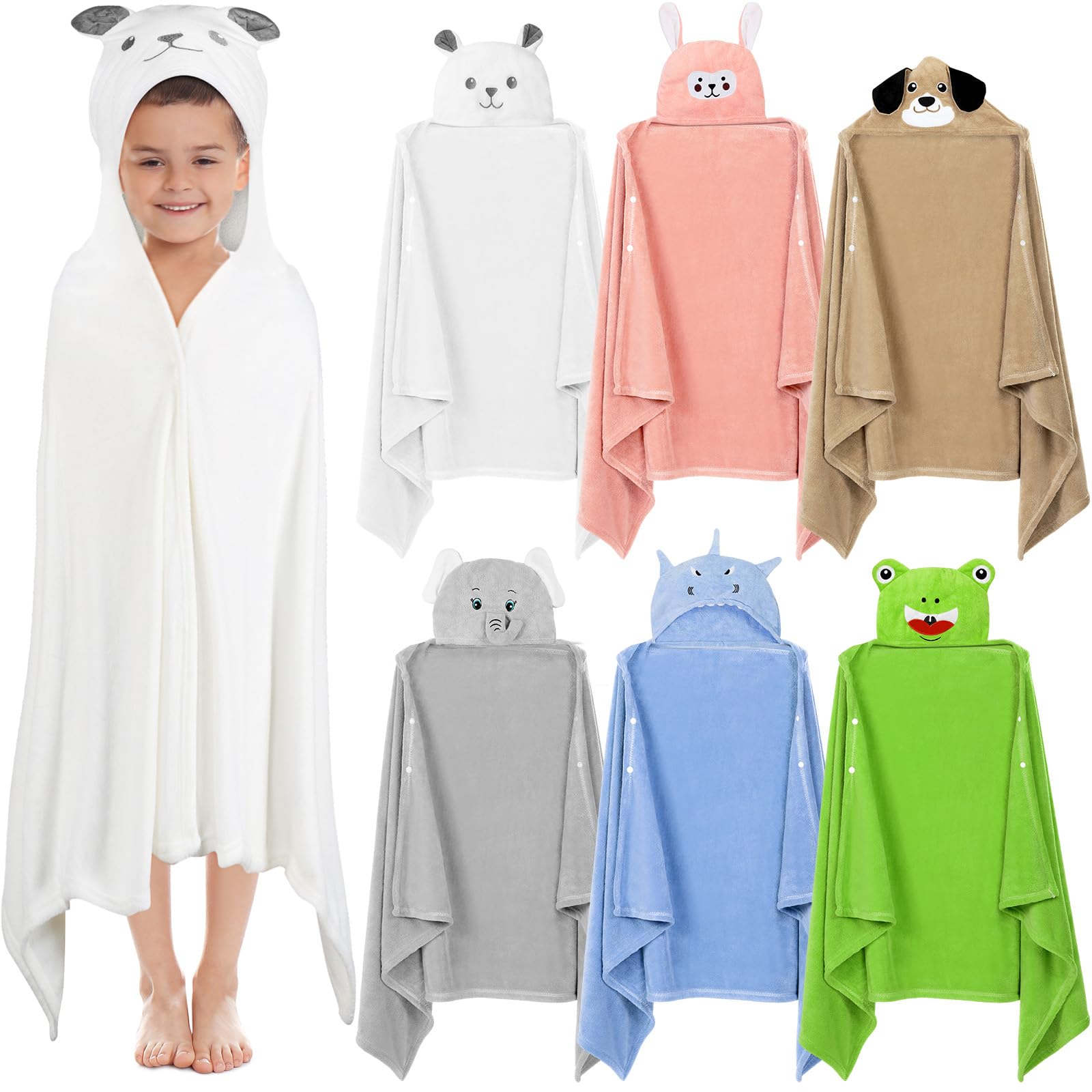 SmoothNovelty 6 Pack Kids Hooded Bath Towels - 27.6