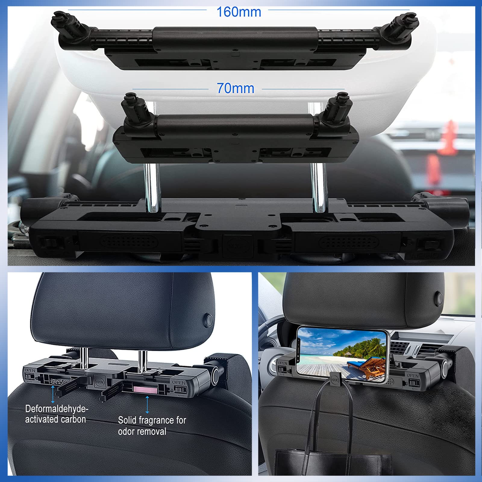 180 Degrees Adjustable Car Headrest Pillow - Memory Foam Neck Support for Adults & Kids - Travel & Road Trip Sleeping Aid - Universal Fit for Cars, SUVs & Booster Seats (Black) - Perfect for Long Drives & Commuting