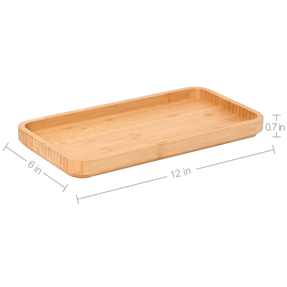 Elegant Bamboo Vanity Tray - Bathroom Counter Organizer for Jewelry, Perfume & Decor - 11.8 x 6 x 0.7 Inch Toilet Tank Top Storage Tray - Perfect for Spa, Master Bath & Guest Room Organization