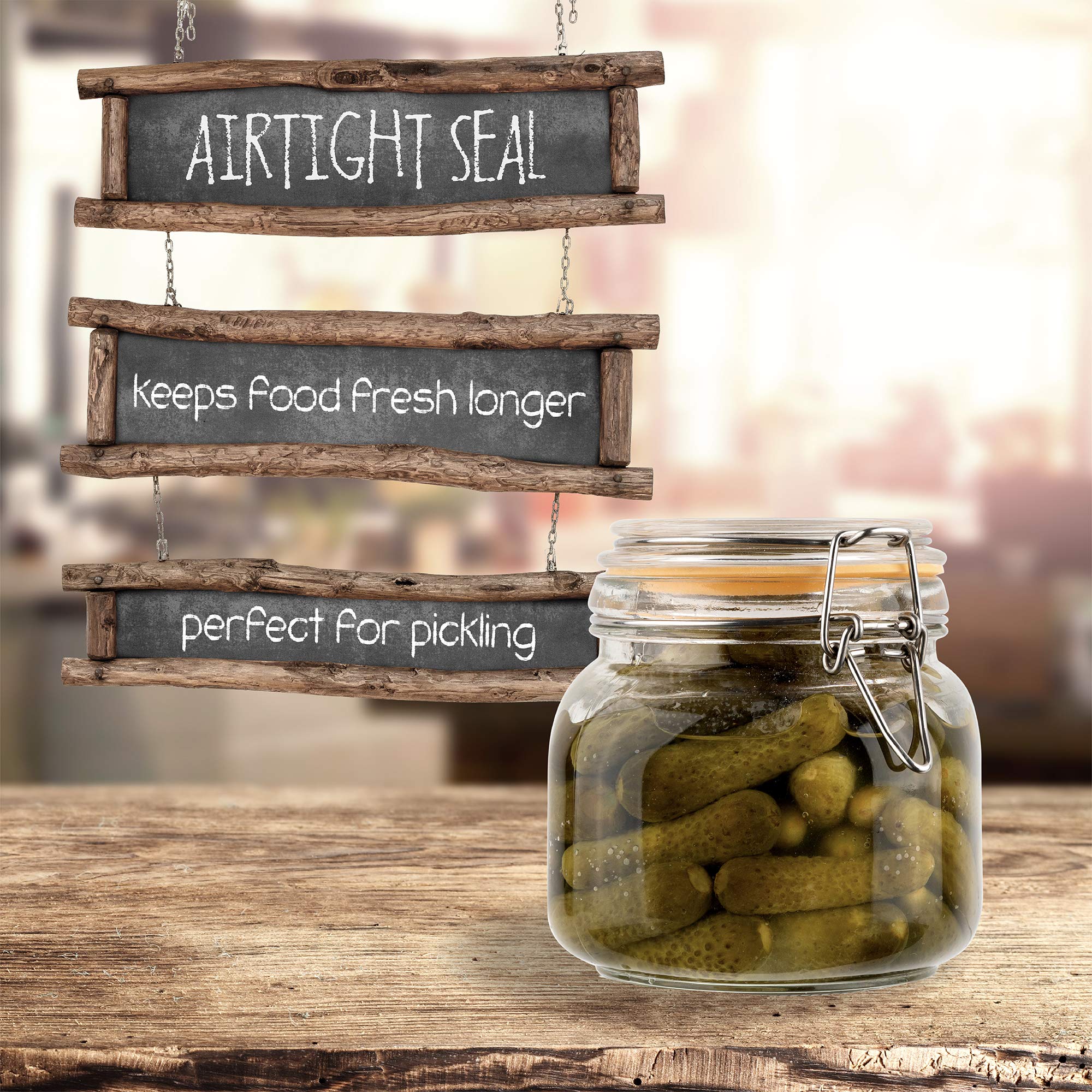 Galashield 24 oz Glass Jars with Airtight Lids - Leak Proof Food Storage Containers for Kitchen Pantry Organization | Perfect for Dry Goods, Spices, Coffee & Meal Prep
