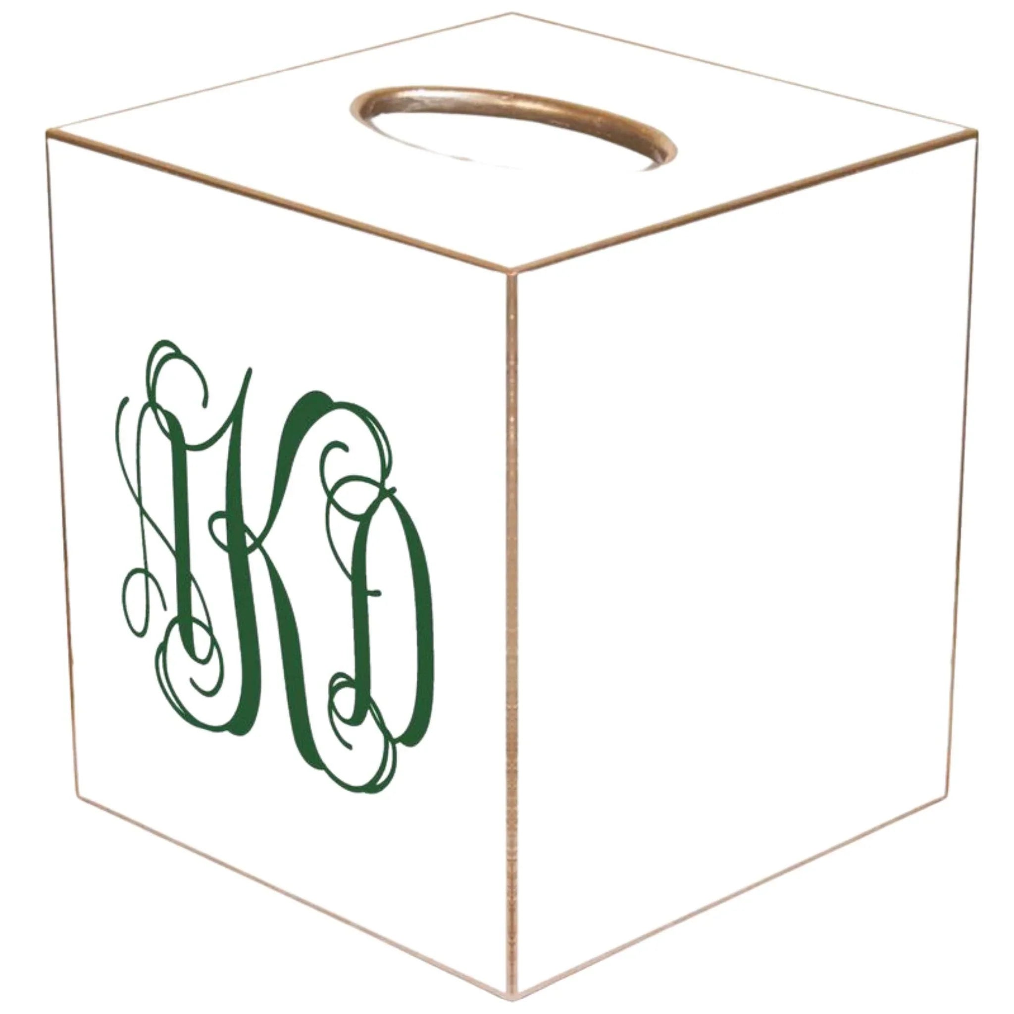 Personalized White Wastebasket with Matching Tissue Box Cover - Custom Home & Office Trash Can for Bathroom, Bedroom, or Desk Organization