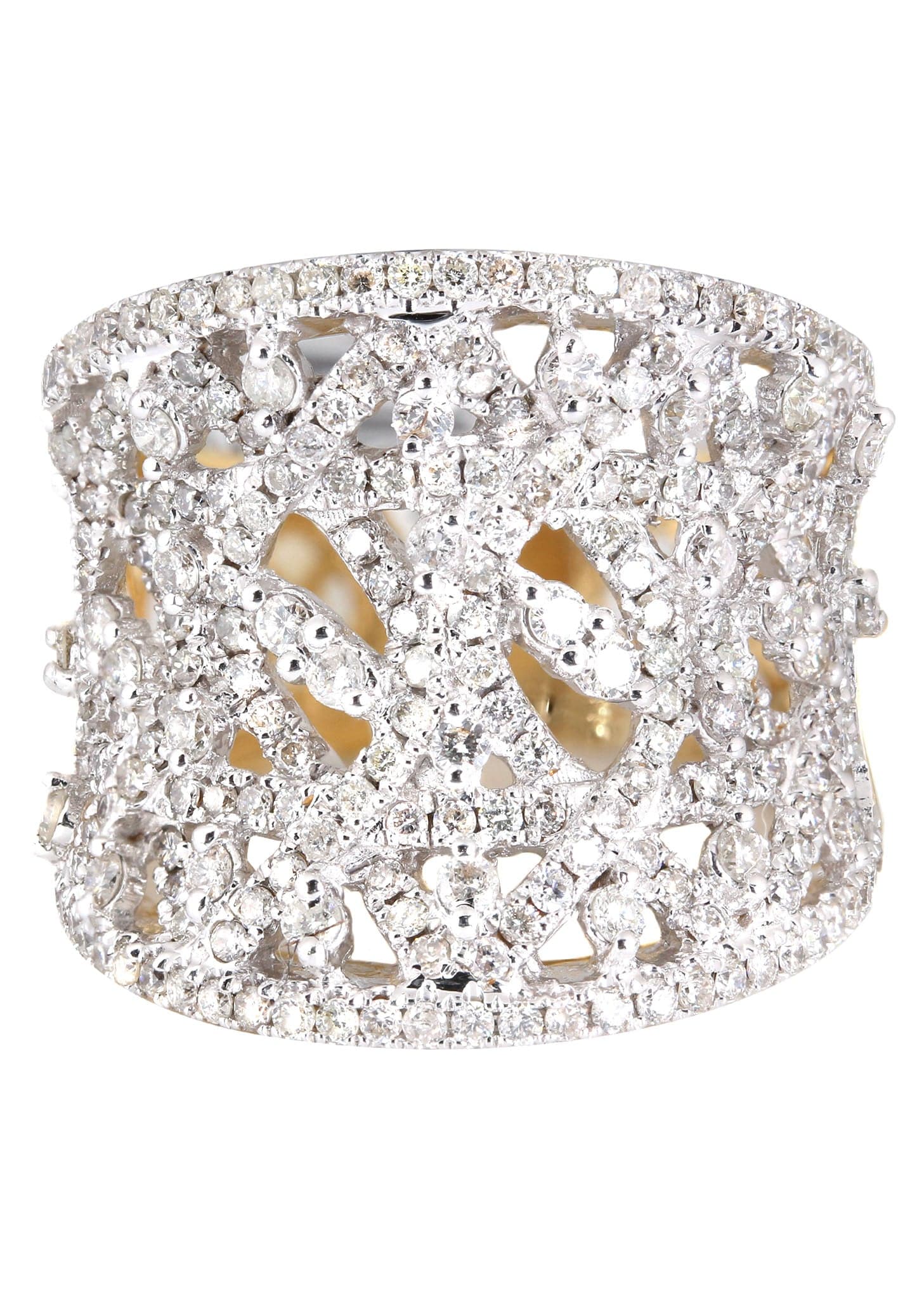 14K White Gold Diamond Cocktail Ring for Women - 1.72 Carat Total Weight, 9.72 Grams - Perfect for Evening Parties, Weddings & Special Occasions