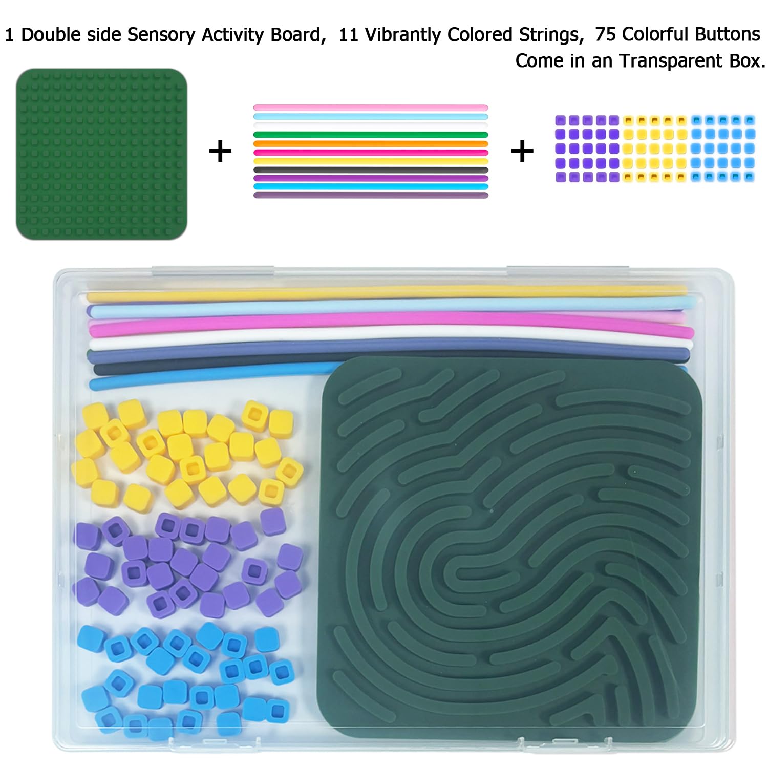 Sensory Fidget Board for Kids & Adults - Double-Sided Silicone Quiet Stress Relief Toy for ADHD, Autism, Anxiety & Focus - Calming Sensory Activity Board for Classroom, Office & Home Use (Green)