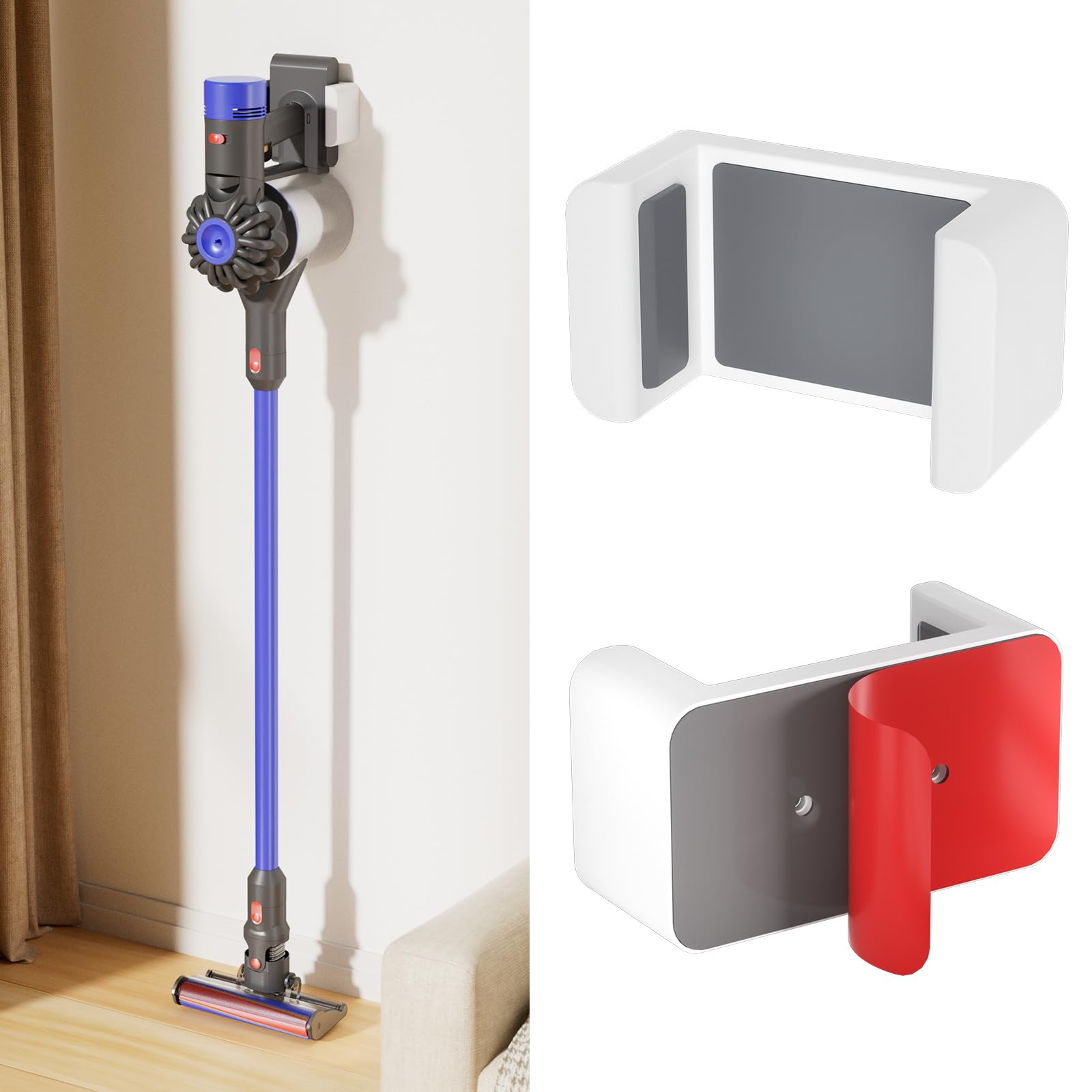 Dyson V7 V8 Vacuum Cleaner Wall Mount Stand - Storage Holder & Bracket Organizer for Dyson V7 V8 (White) | Perfect for Garage, Laundry Room & Closet Organization