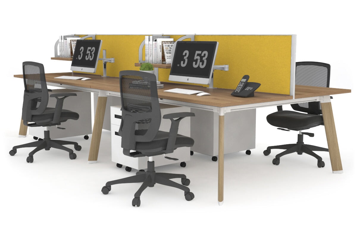 4-Person Workstation with Wood Imprint Frame - 1200L x 800W Office Desk with Cable Management Scallop | Perfect for Collaborative Workspaces & Home Offices