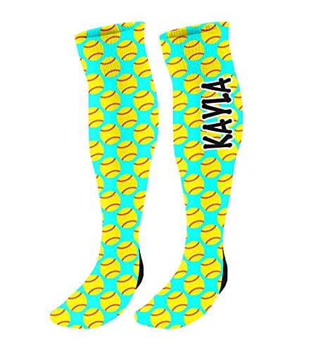 Custom Personalized Softball Knee High Socks for Fastpitch Players - Choose Your Background Design | Perfect for Games, Practice & Team Spirit