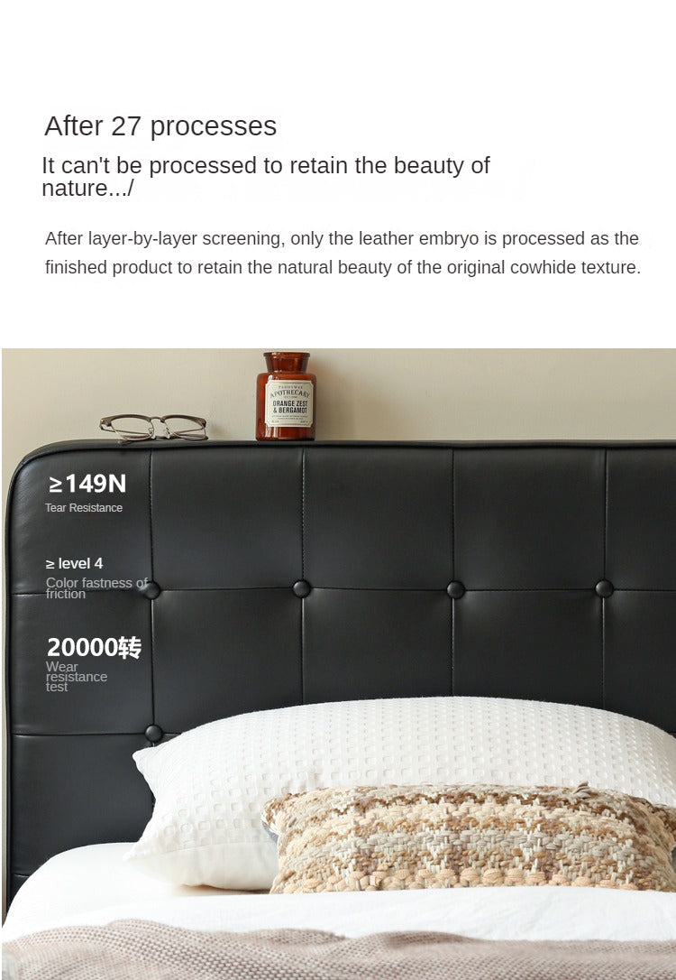 Premium Black Leather Suspension Bed - Luxurious & Durable for Bedroom, Guest Room, or Dorm - Enhances Comfort & Style
