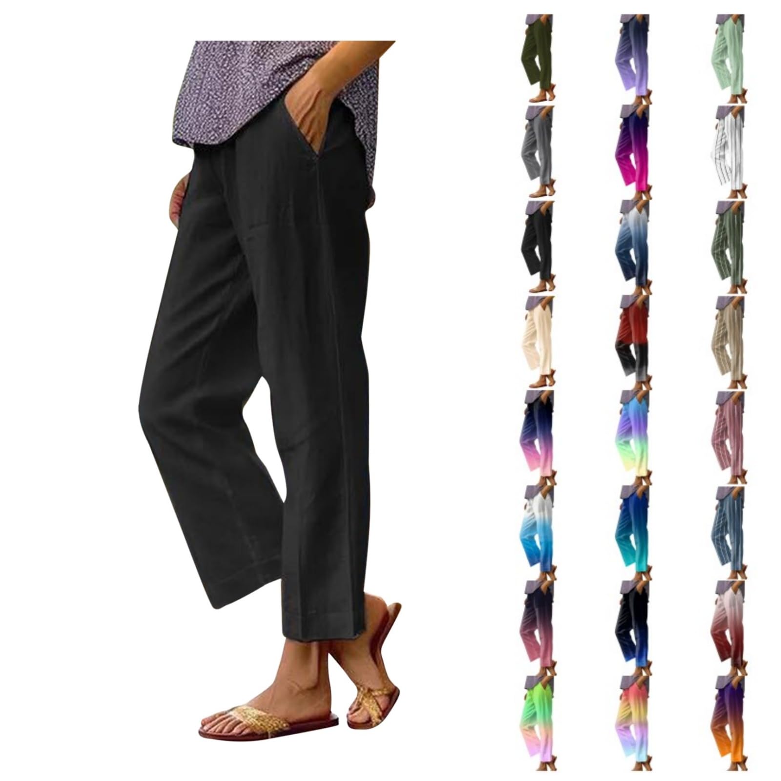 Women's Lightweight Drawstring Pants - Loose Fit Wide Leg Cropped Pants with Pockets | Trendy Casual Wear for Yoga, Travel & Everyday Comfort