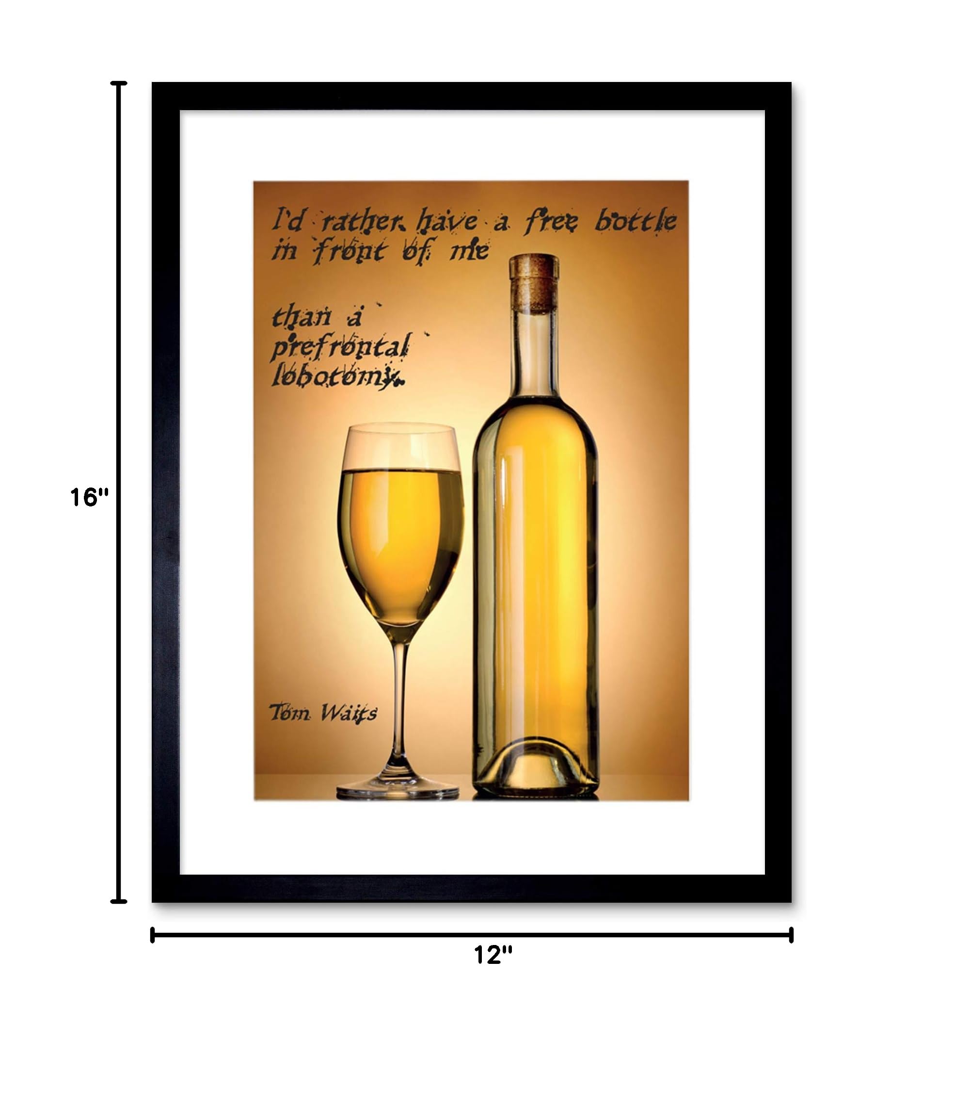 Tom Waits Quote Spoonerism 'Bottle in Front Lobotomy' Framed Art Print 12x6 - Unique Wall Decor for Music Fans & Home Office