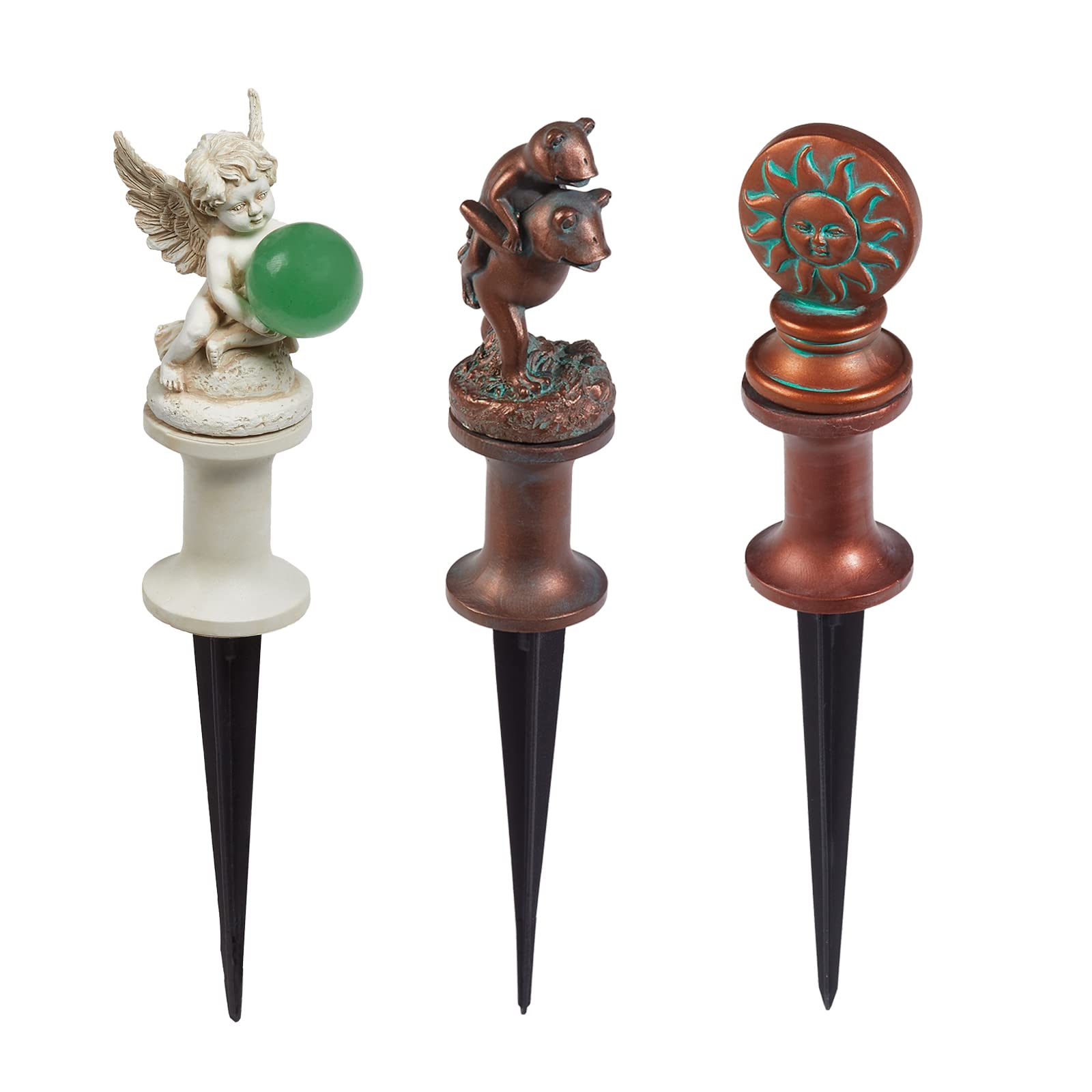 3PCS Rust-Free Antique Metal Garden Hose Guide Stakes - Durable Lawn Hose Support Spikes for Yard, Garden & Plant Protection (Perfect for Organizing Hoses & Preventing Plant Damage)