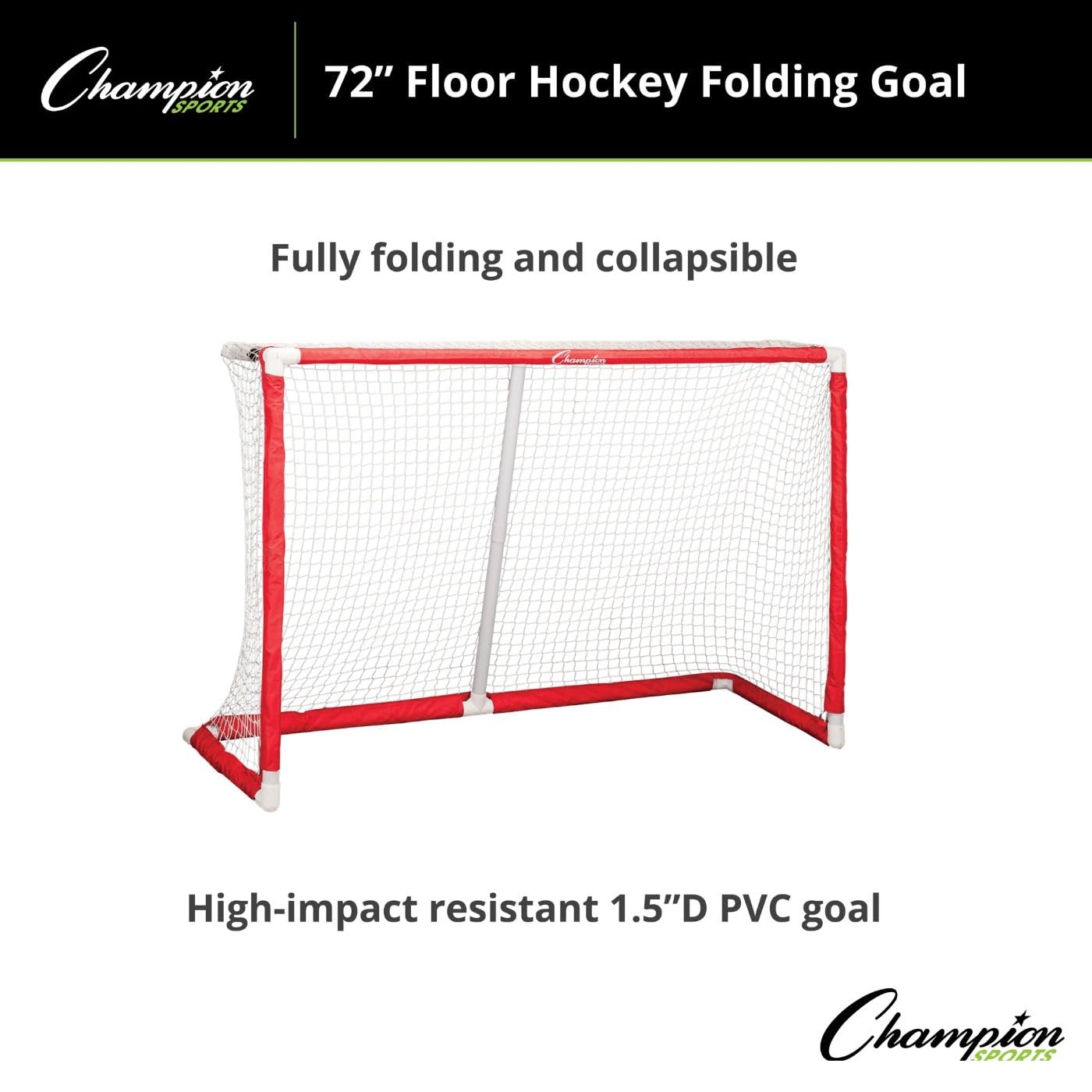 Champion Sports Floor Hockey Collapsible Goal - Portable Indoor/Outdoor Hockey Net for Kids & Adults - Perfect for Backyard, Gym Class & Street Hockey Games
