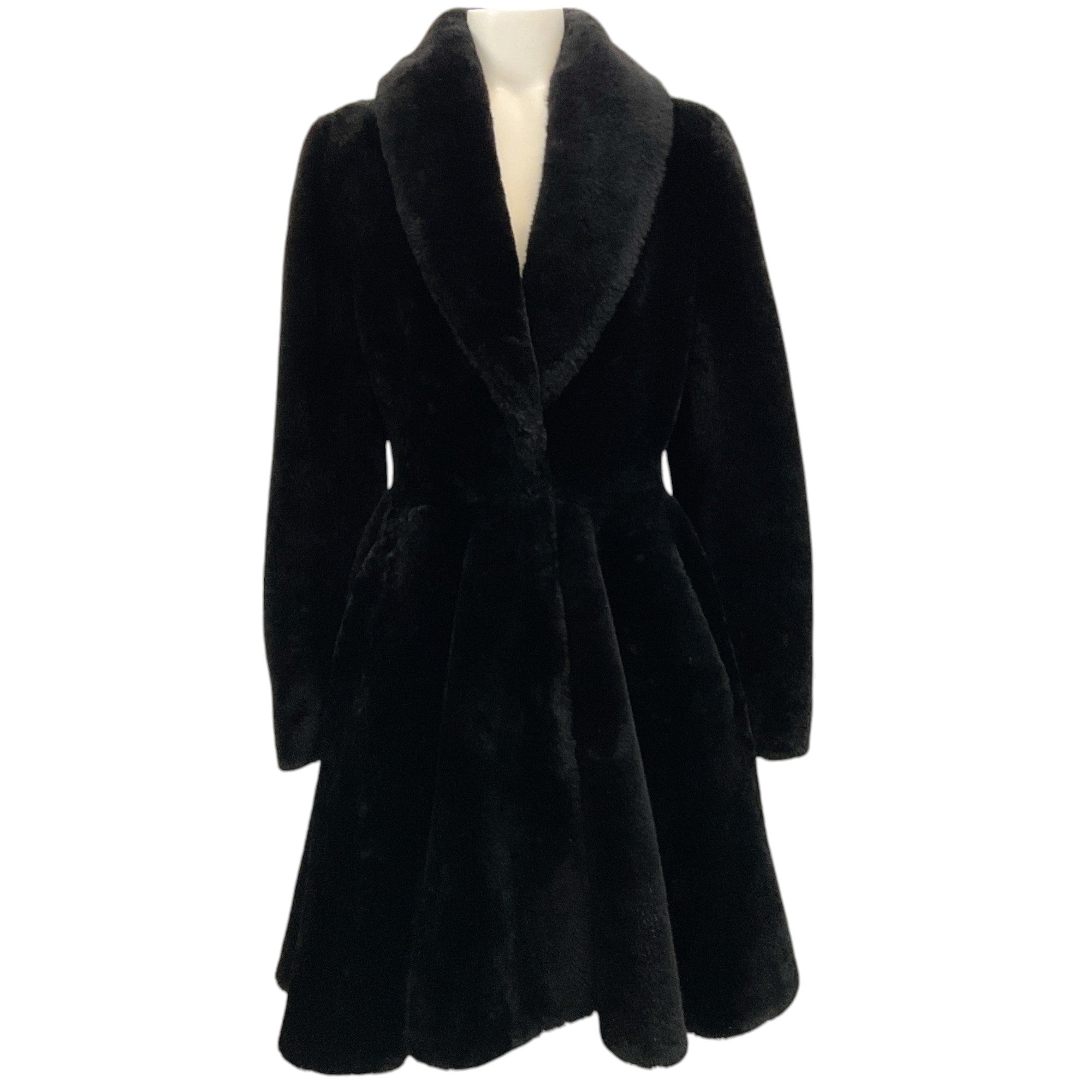 Alaia Black Shearling Swing Coat - Women's Winter Fashion Outerwear for Casual & Evening Wear | Perfect for Parties, Dates & Cold Weather