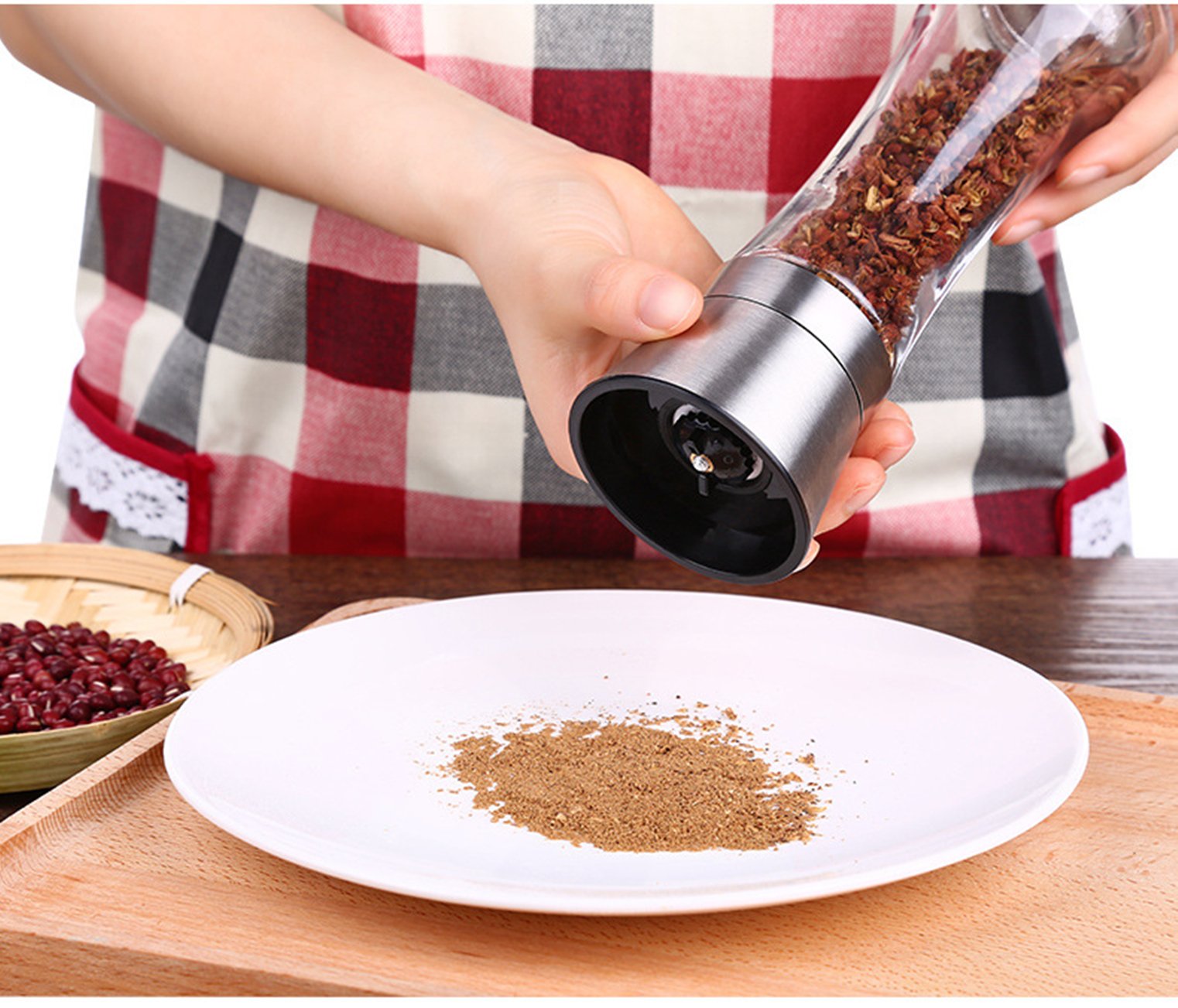 BlueSnail Stainless Steel Manual Salt and Pepper Grinder Set - Adjustable Coarseness, 7.5