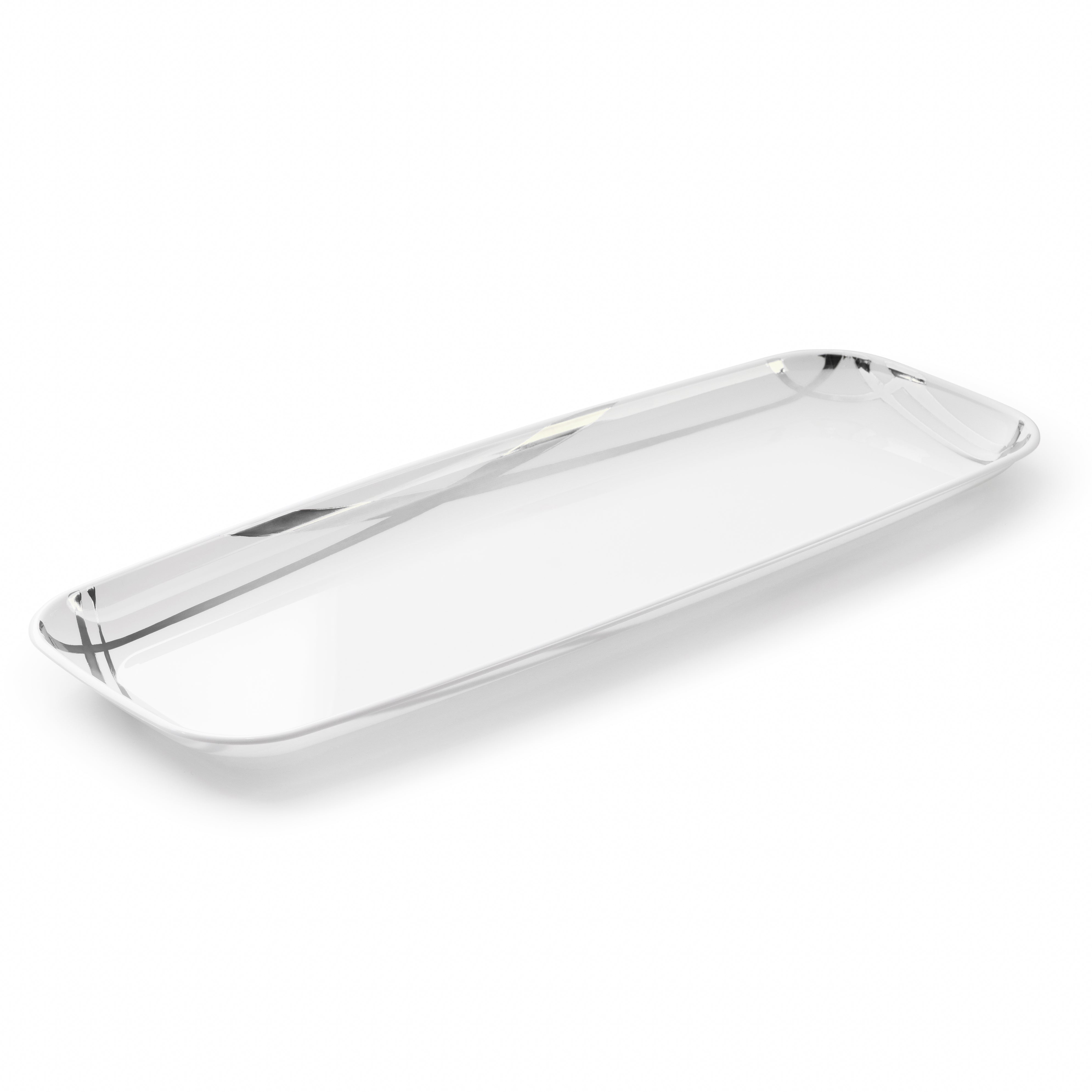 Twist White and Silver Oval Serving Dish - 2 Pack Set for Elegant Dinner Parties, Buffets, and Holiday Entertaining