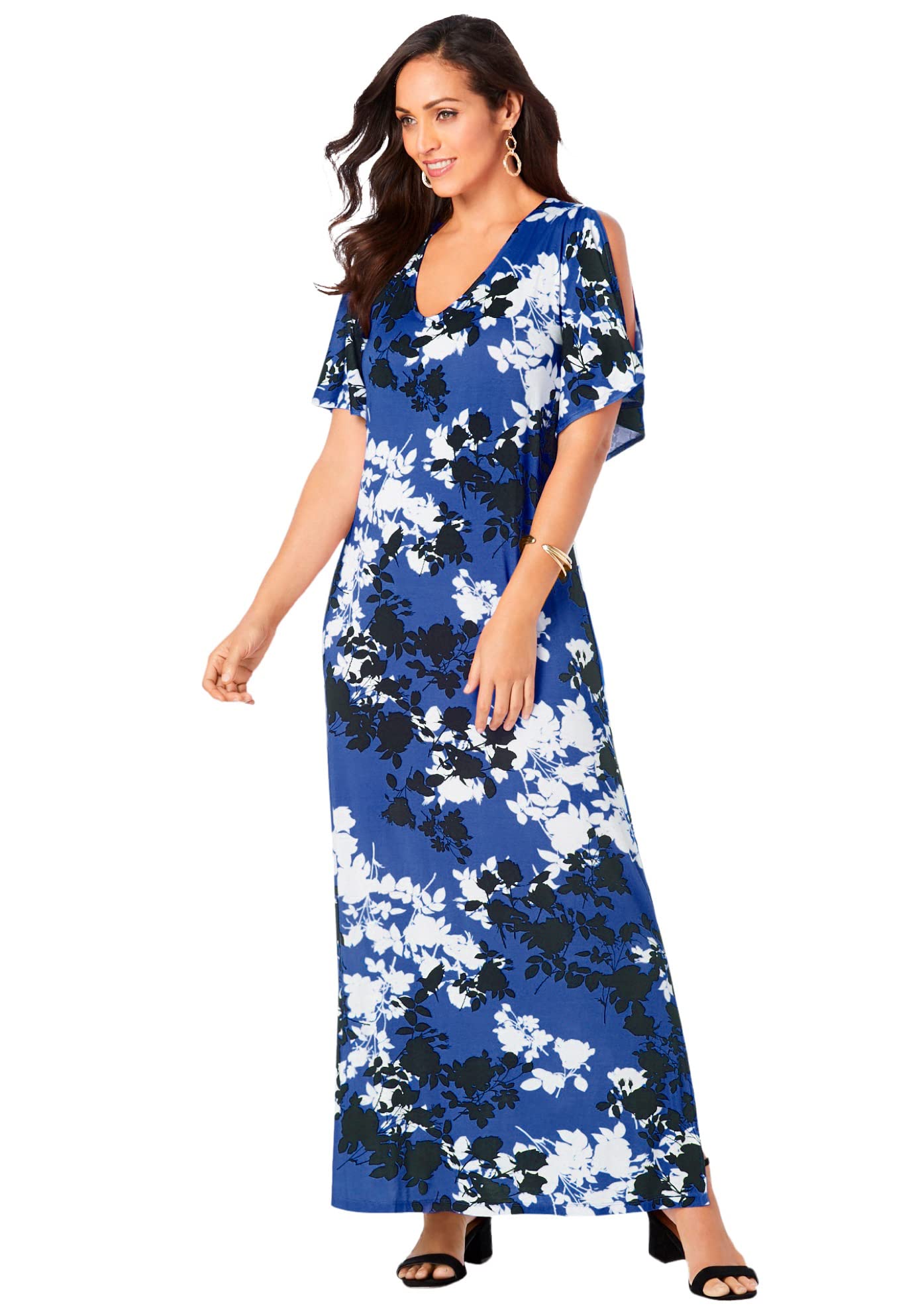 Jessica London Plus Size Cold Shoulder Maxi Dress for Women - Perfect for Summer Parties
