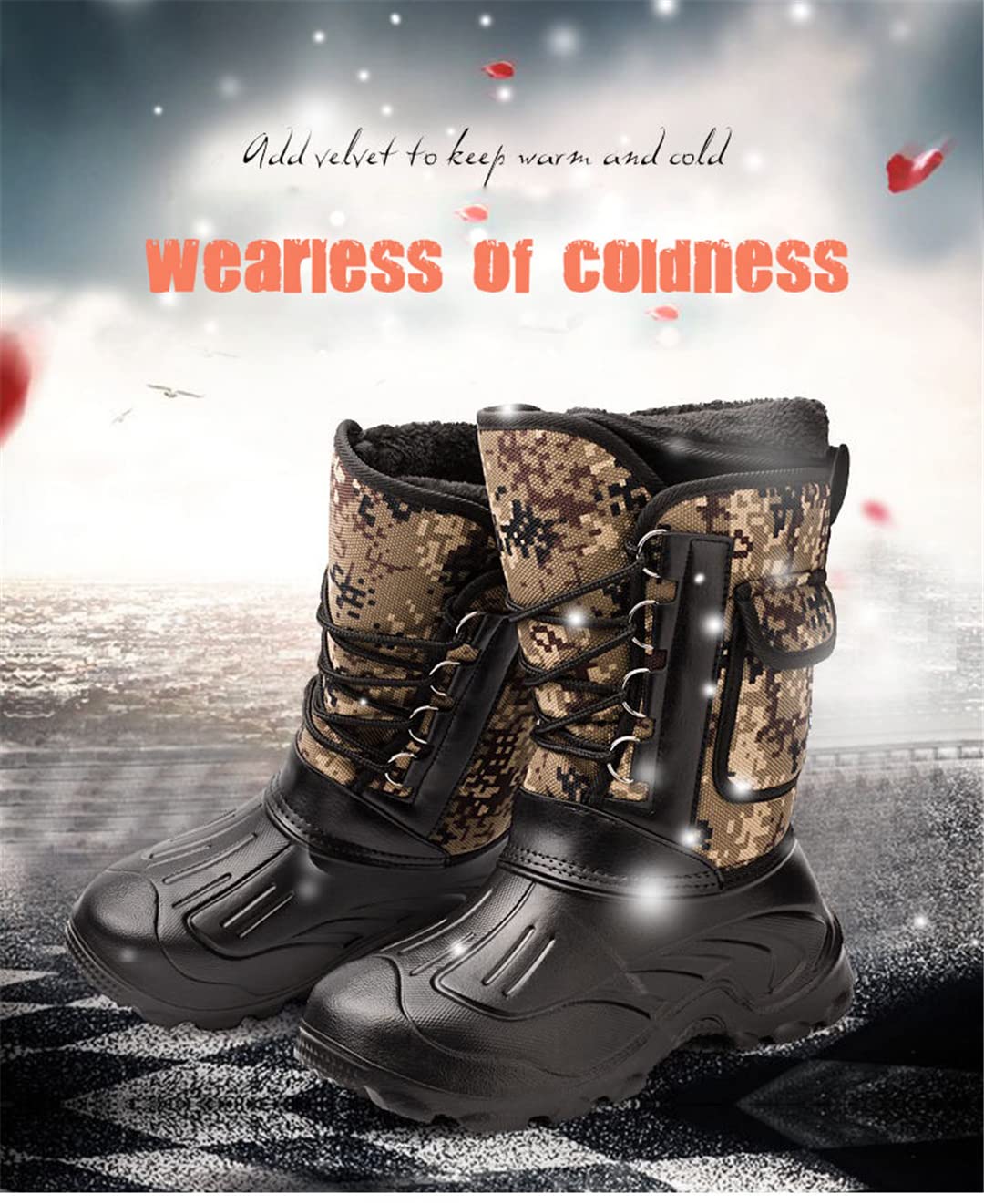 Men's Waterproof Winter Hiking Boots - Ultra Lightweight Thermal Snow Boots for Outdoor Trekking, Fishing & Hunting | Warm Wool Liner for Cold Weather Adventures