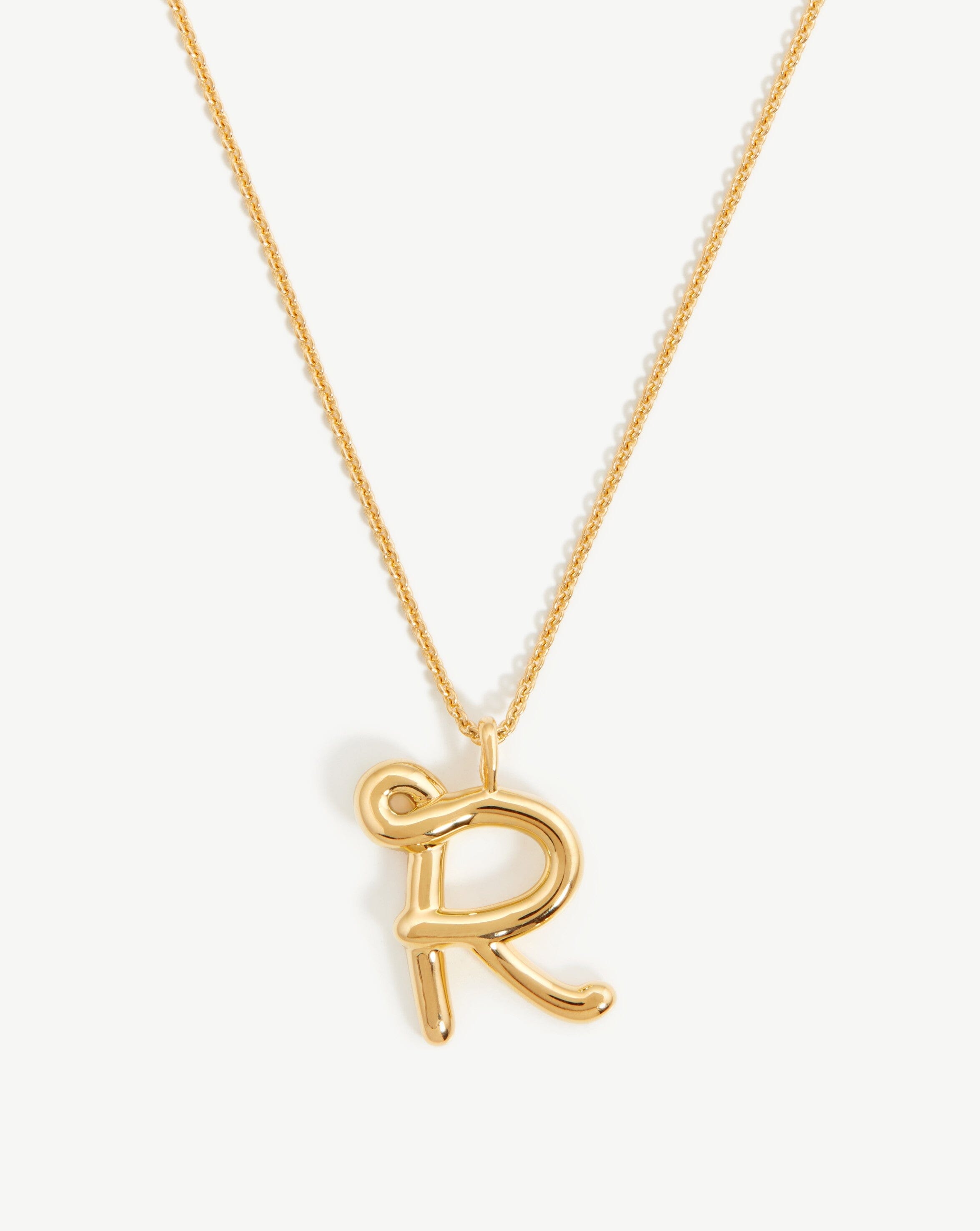 Curly Molten Initial Pendant Necklace - Personalized Letter R | 18k Gold Vermeil Jewelry for Women - Perfect Gift for Birthday, Anniversary & Valentine's Day
