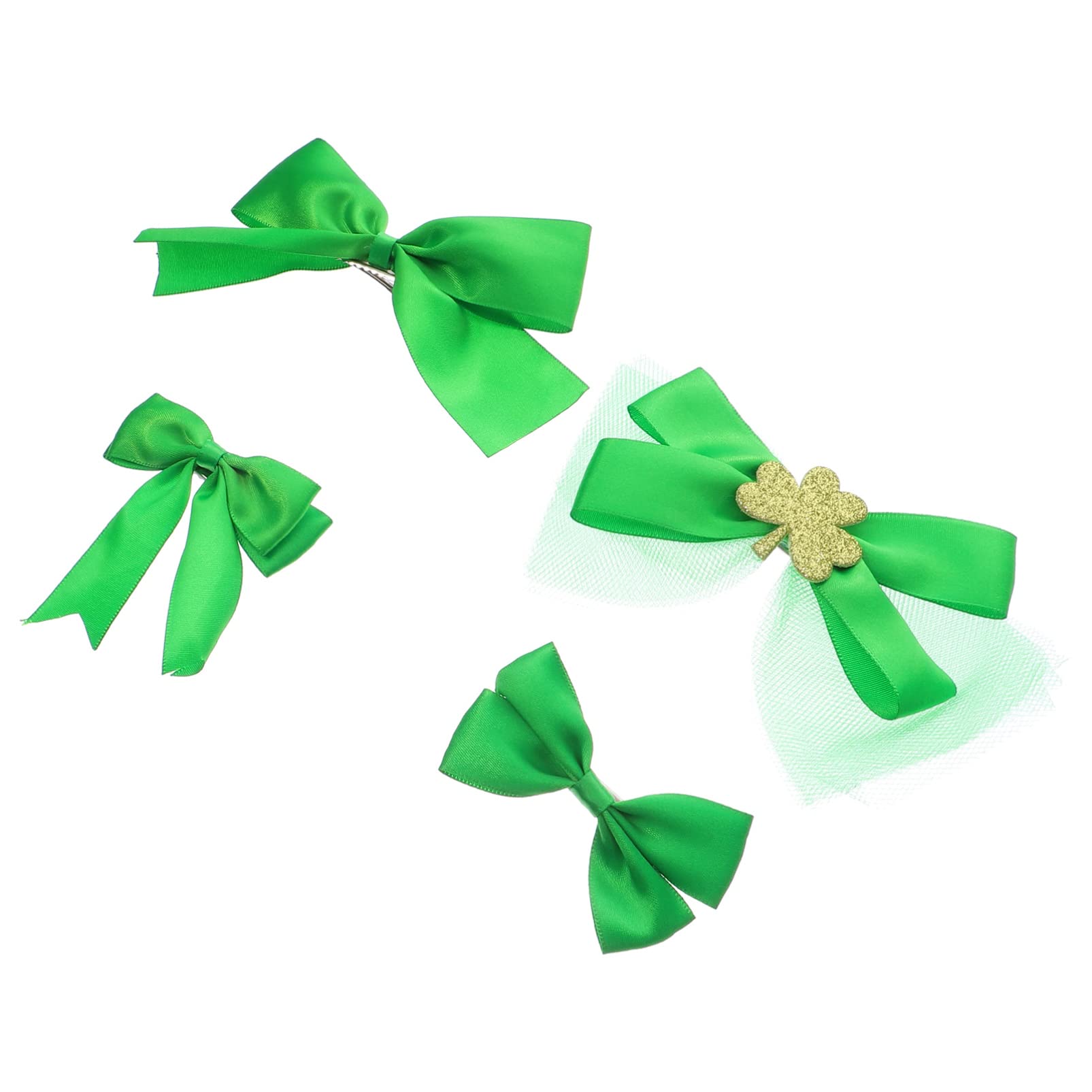 Amosfun 4Pcs St Patrick's Day Hair Bows for Girls - Irish Green Shamrock Hair Clips & Barrettes | Women & Girls Hair Accessories for St Patrick's Day Party, School Events & Irish Festivals