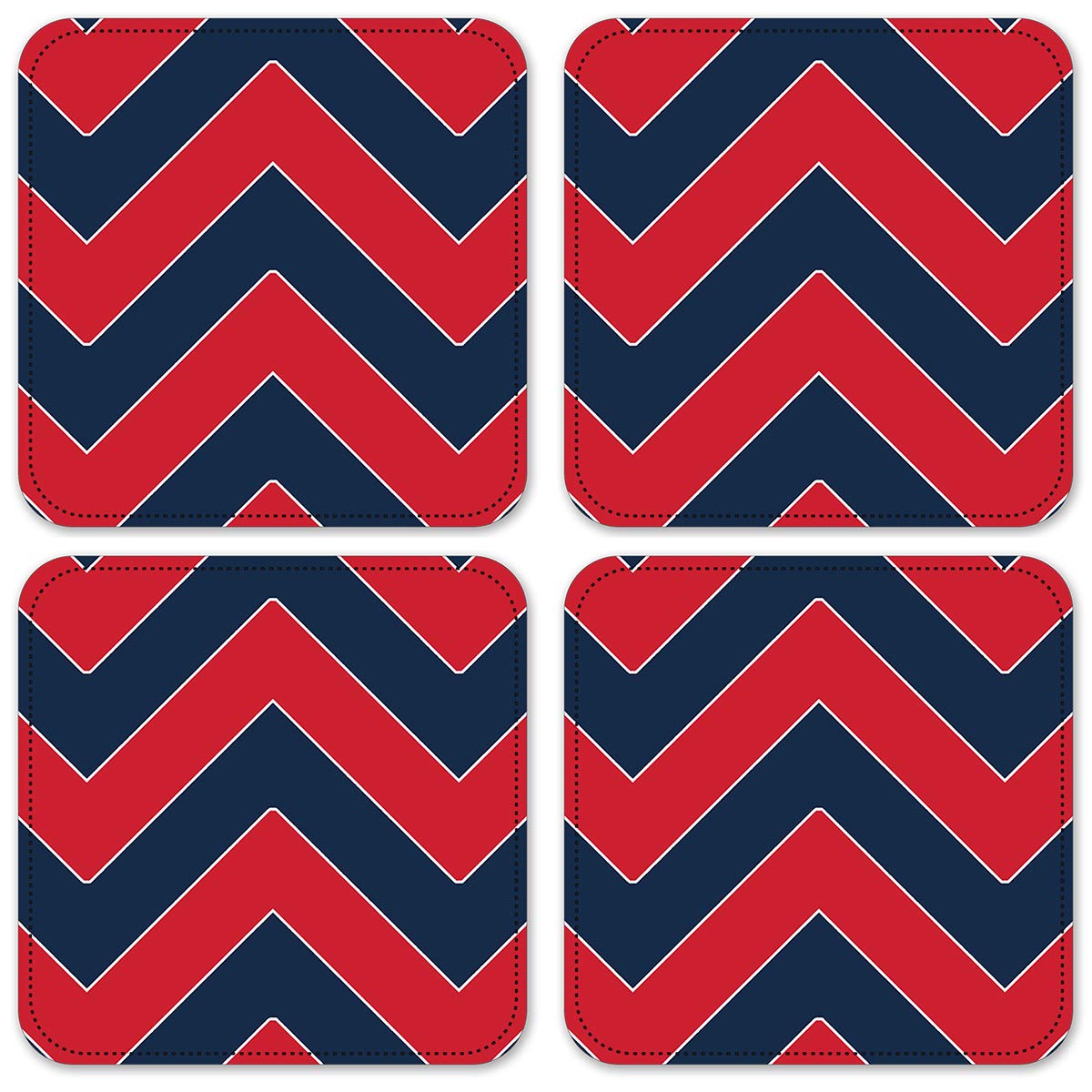Vinyl Drink Coasters Set of 4 - Non-Slip Chevron Design for Coffee Tables, Bars & Home Decor - Waterproof & Durable Table Protectors