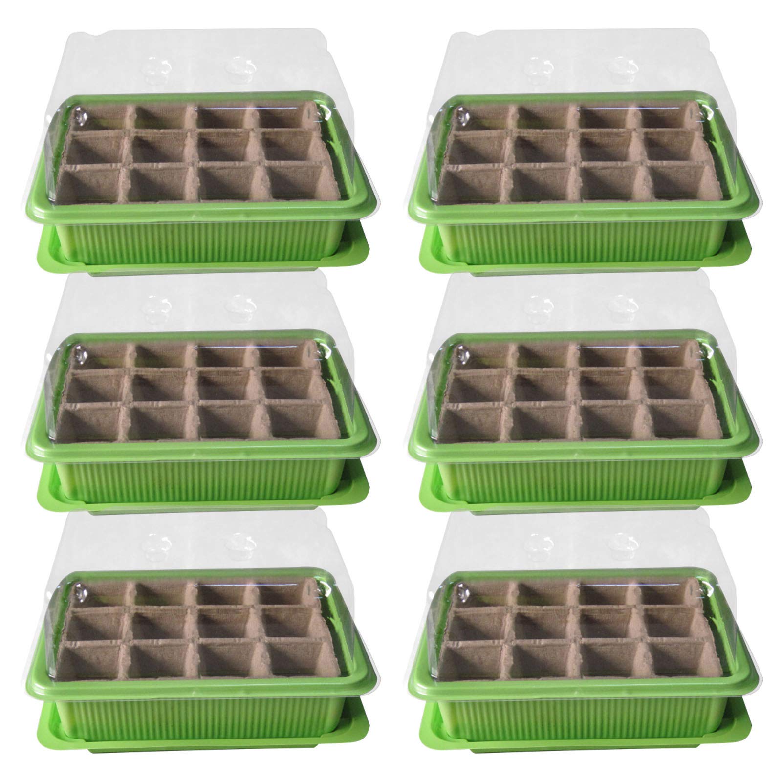 BosDarm 12-Cell Seed Starter Tray with Breathable Lid - Plastic Nursery Pots for Indoor/Outdoor Gardening, Lawn & Patio - Squirrel-Proof Mini Planters for Herbs, Flowers & Vegetables (Size B)