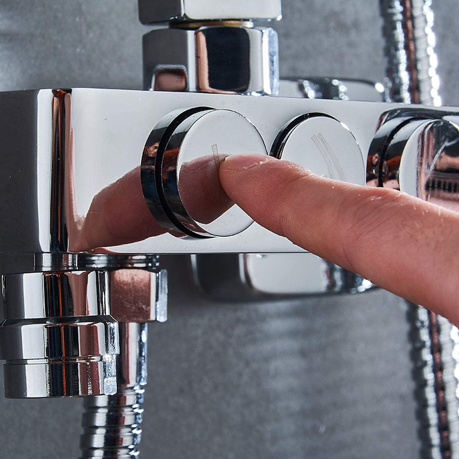 Premium 8 Inch Square Rainfall Shower Head with Handheld Sprayer - Exposed Polish Chrome Shower System - Wall Mount Bathroom Faucet Set for Luxurious Spa Experience at Home