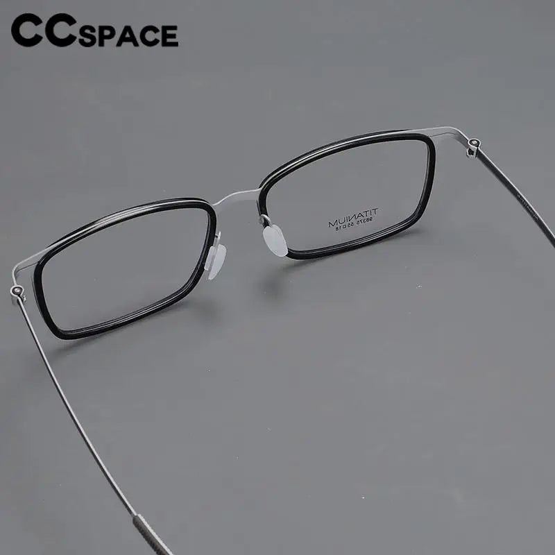 CCspace Unisex Full Rim Square Screwless Titanium Eyeglasses 57174 - Lightweight Durable Frame for Men & Women - Perfect for Reading, Work & Everyday Use