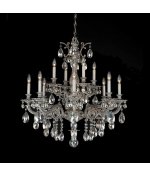 Milano 12-Light Chandelier in Florentine Bronze with Clear Optic Crystal - Elegant Dining Room Lighting for Home Decor | Perfect for Living Room, Bedroom & Entryway