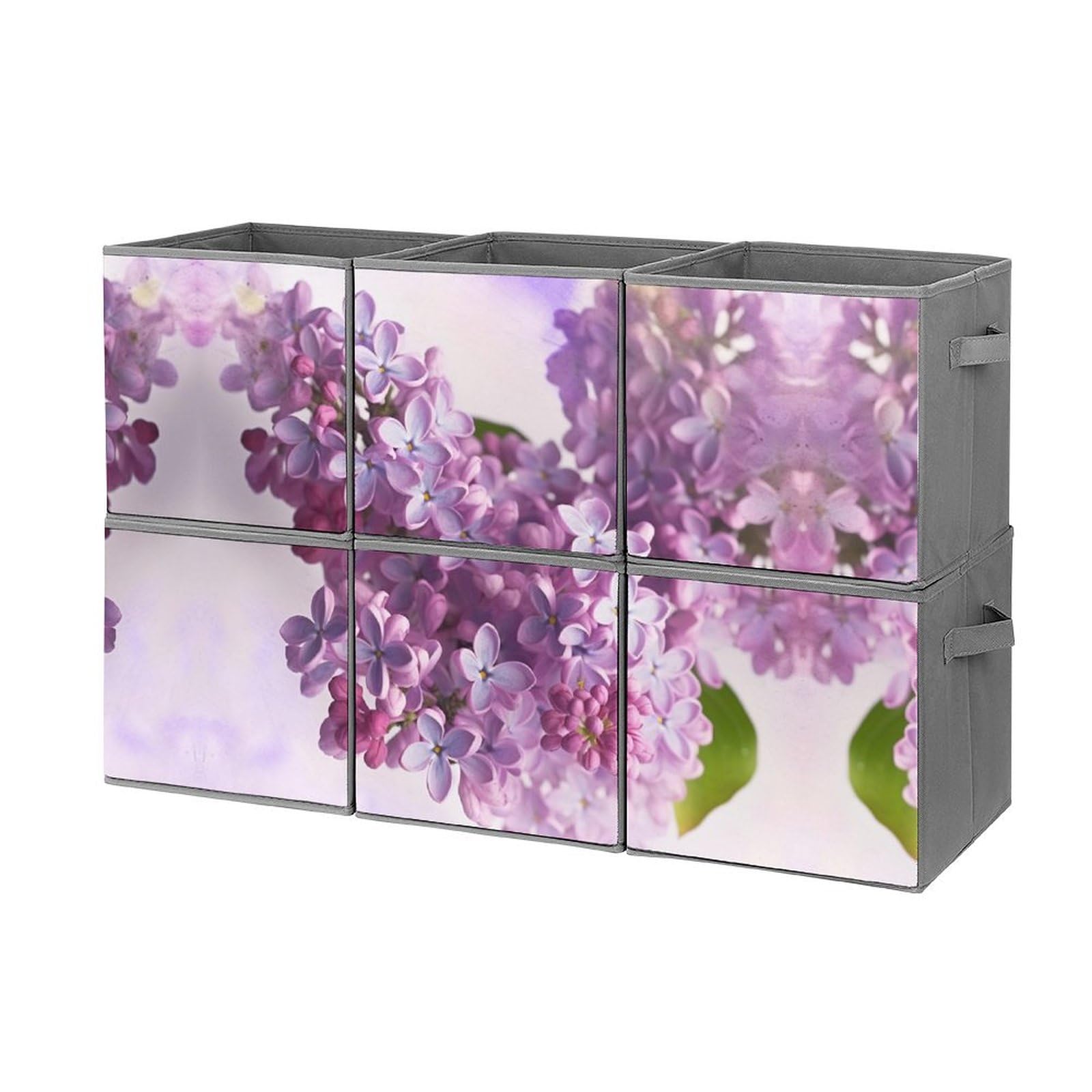 6-Pack Lilac Collapsible Storage Bins with Handles - Large Fabric Storage Baskets for Closet, Bedroom & Home Organization - Perfect for Clothes, Toys, Blankets & Household Items