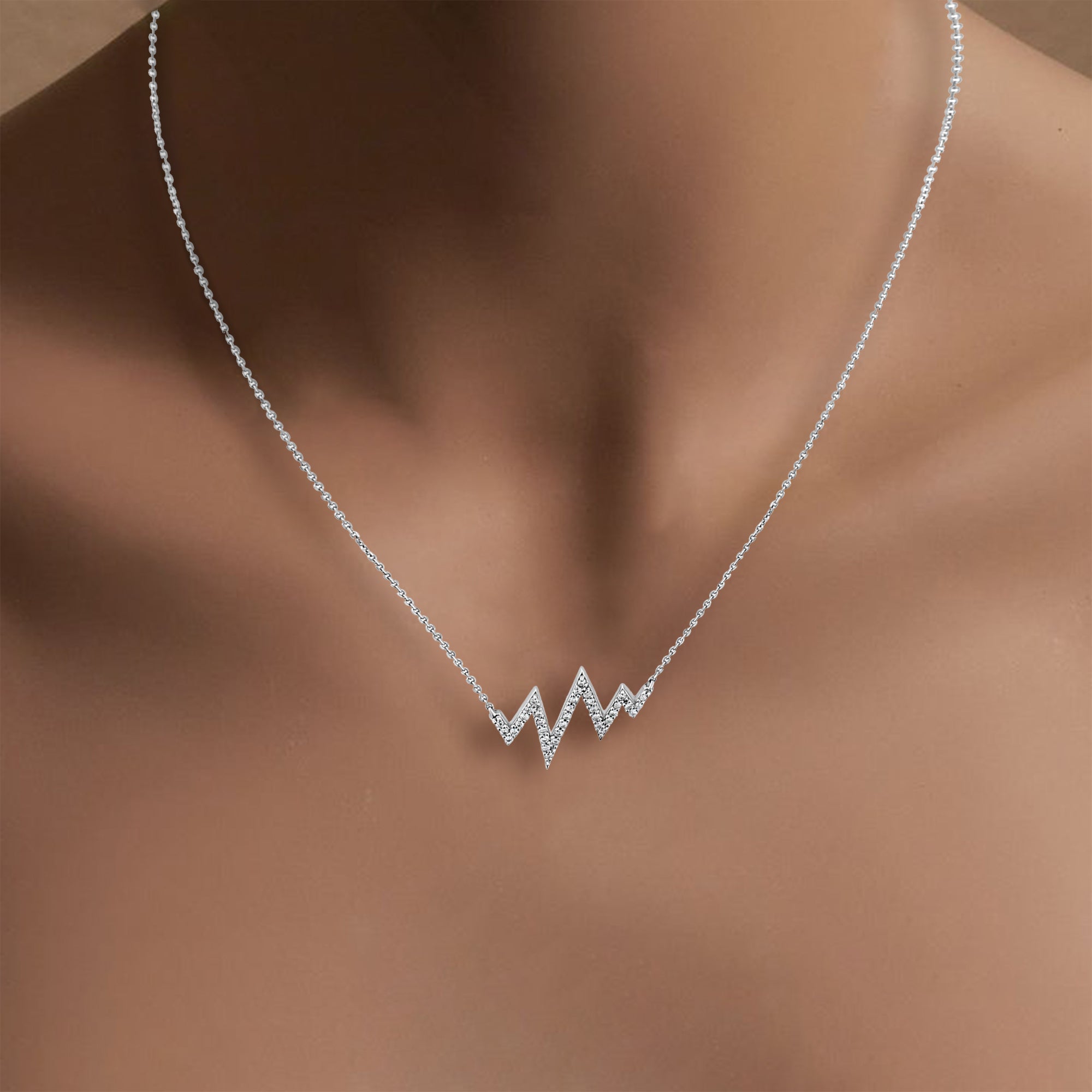 Stunning Lightning Bolt or Heartbeat Diamond Statement Necklace for Women - Elegant Jewelry Gift for Valentine's Day, Anniversary & Special Occasions