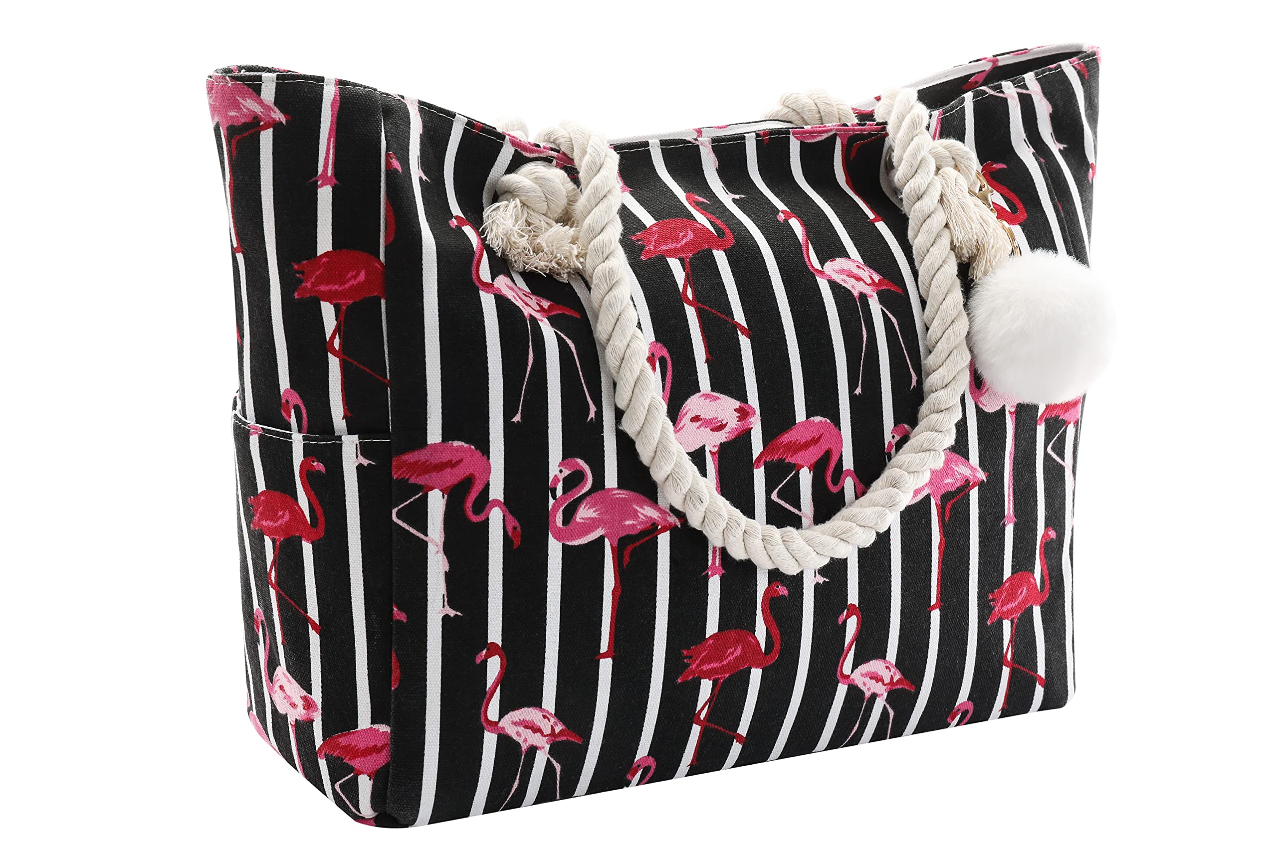 Genovega Women's Large Zippered Canvas Tote Bag for Swim, Pool, Gym, Hiking, Picnic & Travel - Perfect for Beach Days, Shopping, and Daily Commute