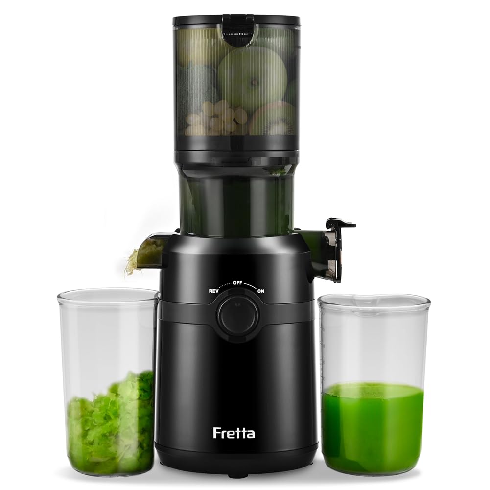 Premium Cold Press Juicer Machine - Fretta Slow Masticating Juicer with 4.25