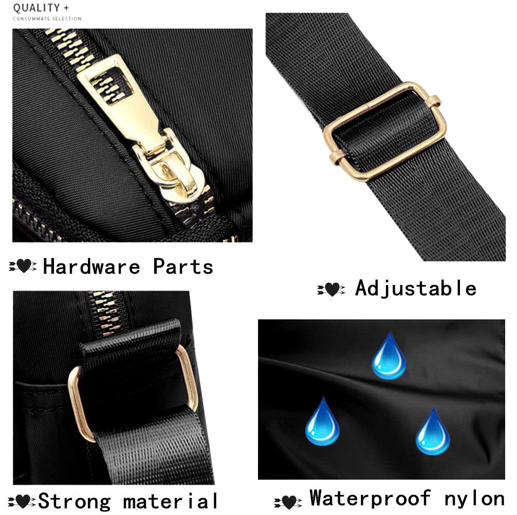 DIHKLCIO Women's Waterproof Nylon Crossbody Bag - Stylish Casual Messenger Purse for Everyday Use, Travel & Shopping (Black)