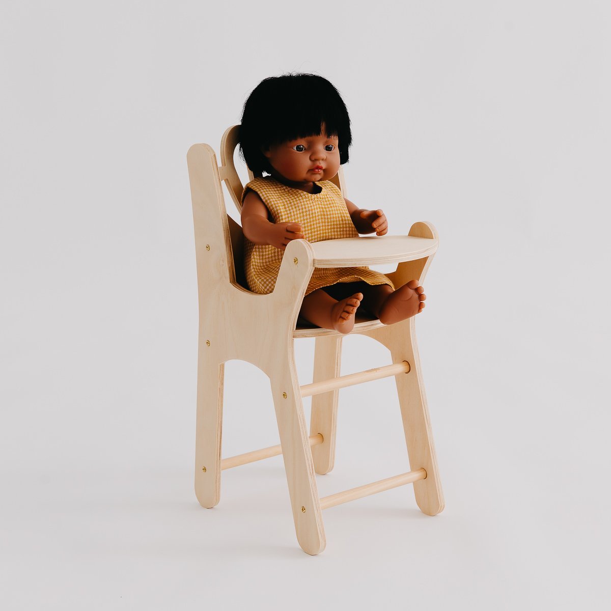 Shell Dolly High Chair for Babies - Adjustable Wooden Baby Feeding Chair with Safety Belt - Perfect for Dining, Weaning & Playtime at Home