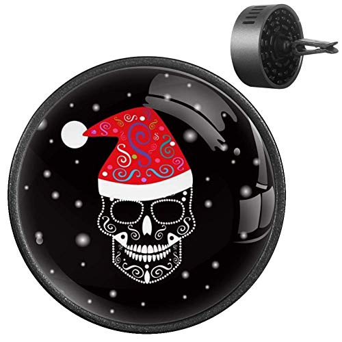 2Pcs Skull Car Diffuser with Christmas Hat - Aromatherapy Essential Oil Car Decor for Holiday & Everyday Use - Perfect for Cars, Offices, and Home Fragrance