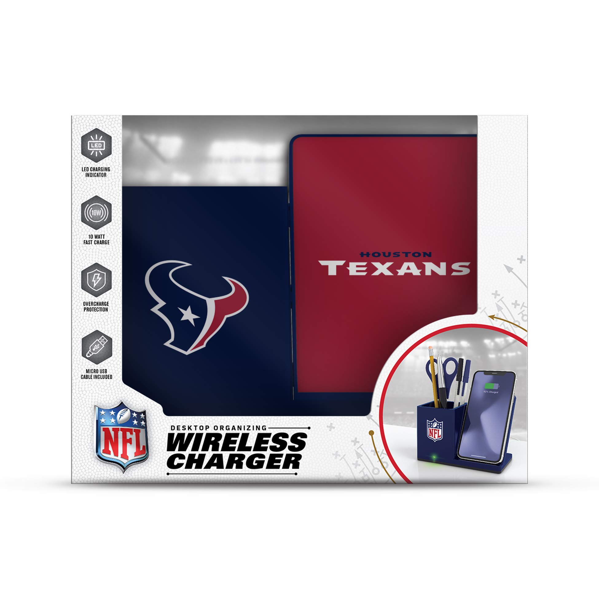SOAR NFL Unisex Wireless Charging Stand & Desktop Organizer - Fast Qi Charging Station for iPhone, Android Phones - Perfect for Office, Home, and Game Day Decor