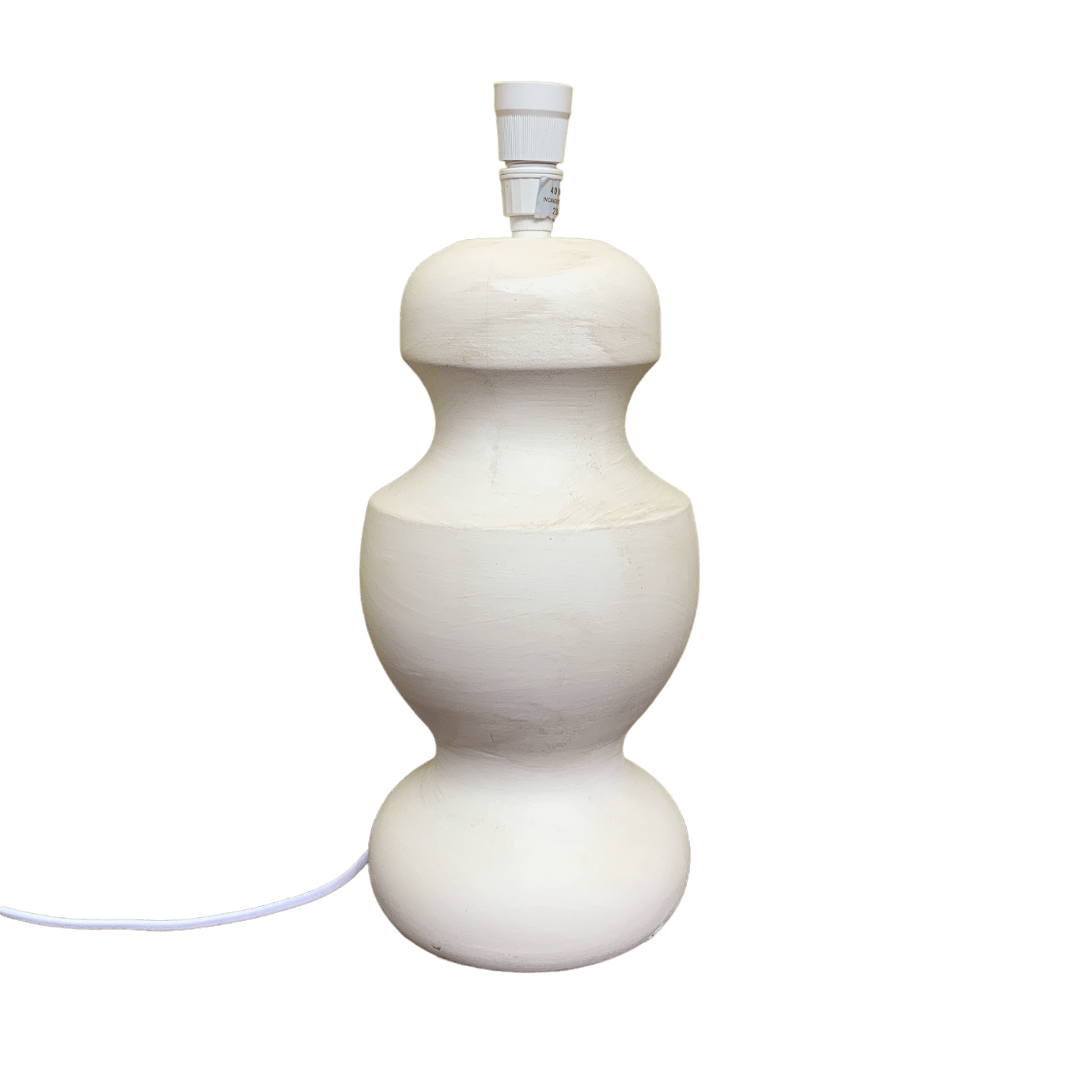 Solid Whitewashed Wood Turned Lamp Base - Handcrafted Rustic Home Decor for Bedroom, Living Room & Office Lighting
