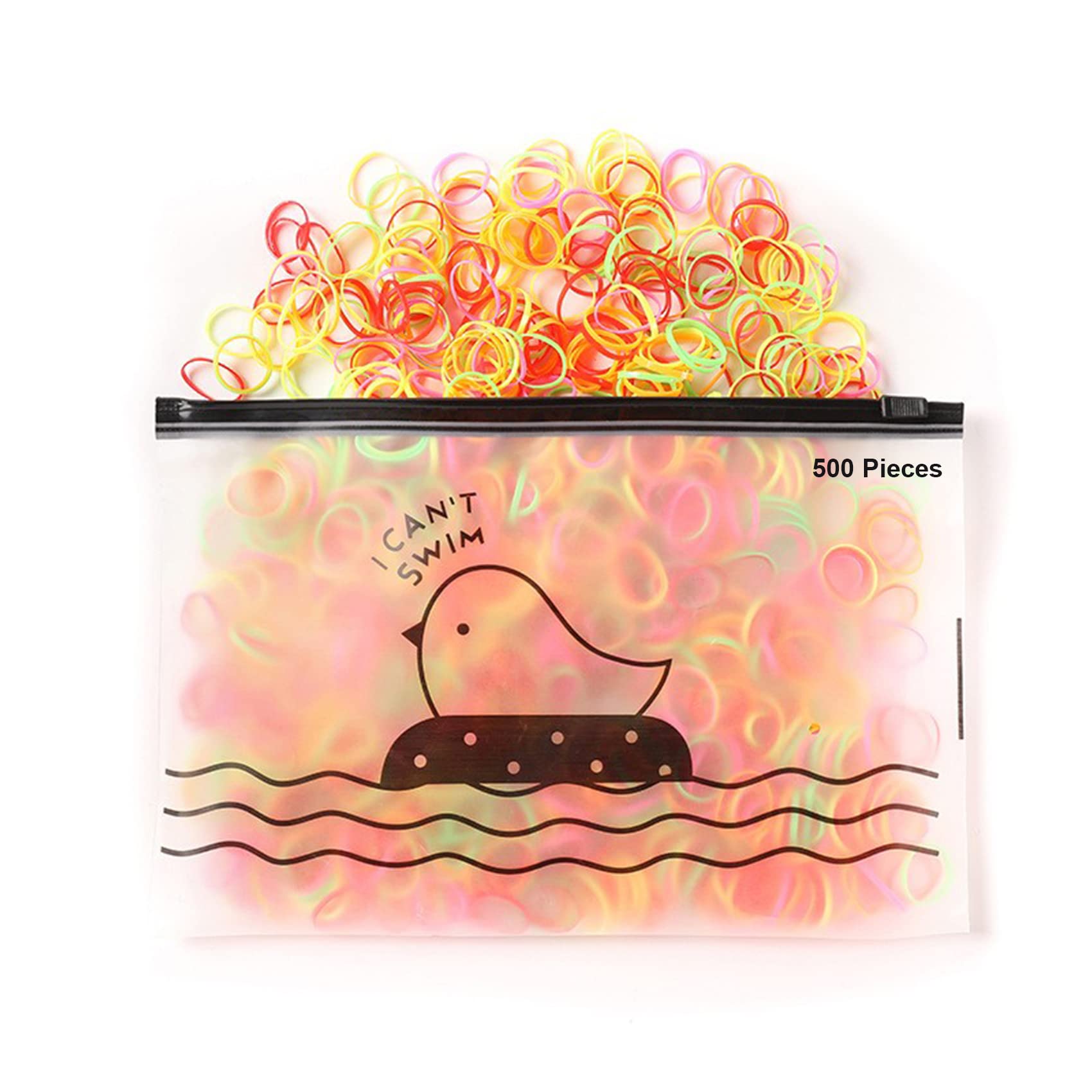 ILamourCar 500pcs Mini Hair Elastics with 10 Hairpins - Small Elastic Hair Bands for Kids, Braids & Wedding Hairstyles - Fluorescent Color Hair Ties for School, Sports & Daily Styling