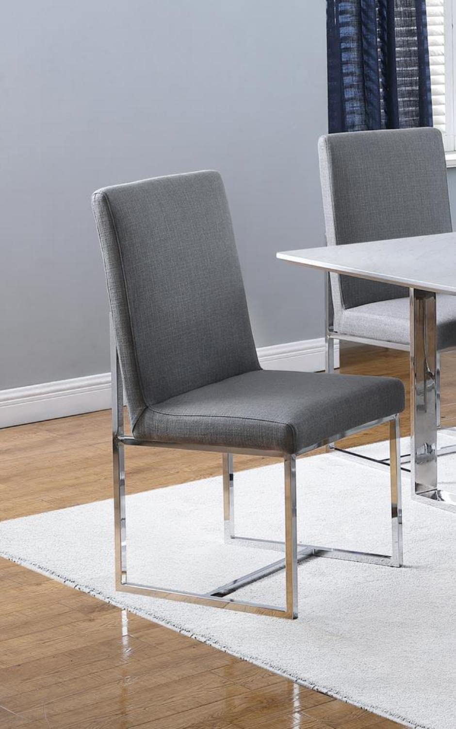 Jackson Floating Dining Chairs Set of 2 - Modern Grey Upholstered Seats with Polished Chrome Legs - Perfect for Kitchen, Dining Room, and Small Space Decor