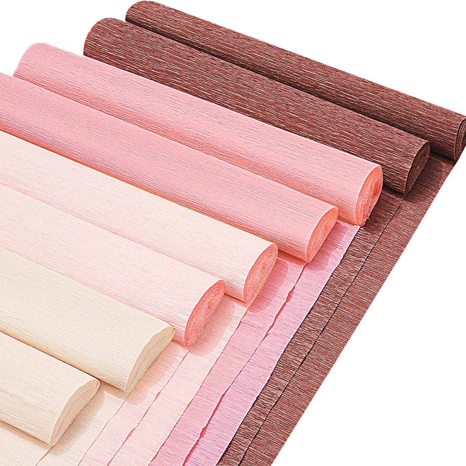 Whaline 8 Rolls Crepe Paper Streamers - 25 x 250cm (4 Colors: Rose Gold, Pink, Brown) for DIY Party Decorations, Gift Wrapping, Craft Projects, Room Decoration | Perfect for Birthday Parties, Baby Showers, Wedding Decorations & Holiday Celebrations