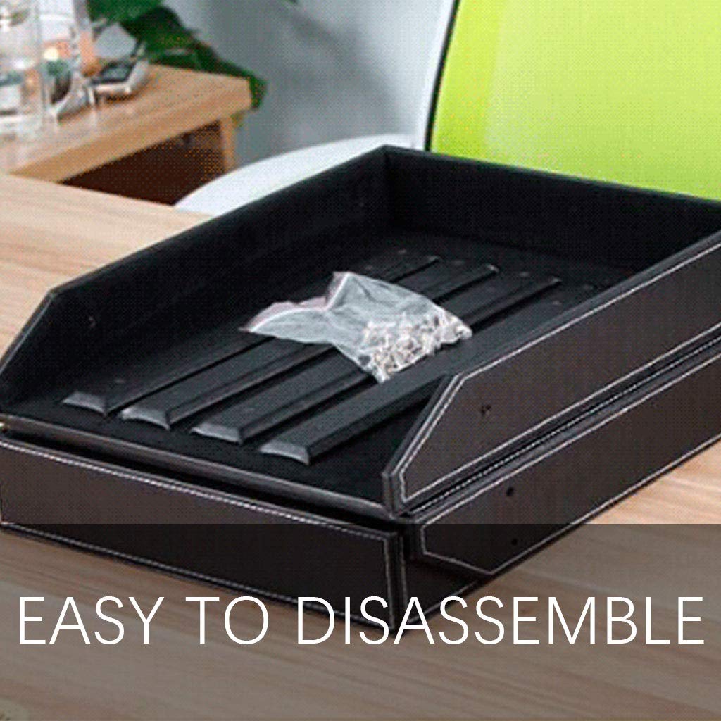 Premium Leather Desk Organizer - 2-Tier File Holder & Stackable Document Tray for Office, Home, or School Organization | Perfect for Paper, Files, and Stationery Storage