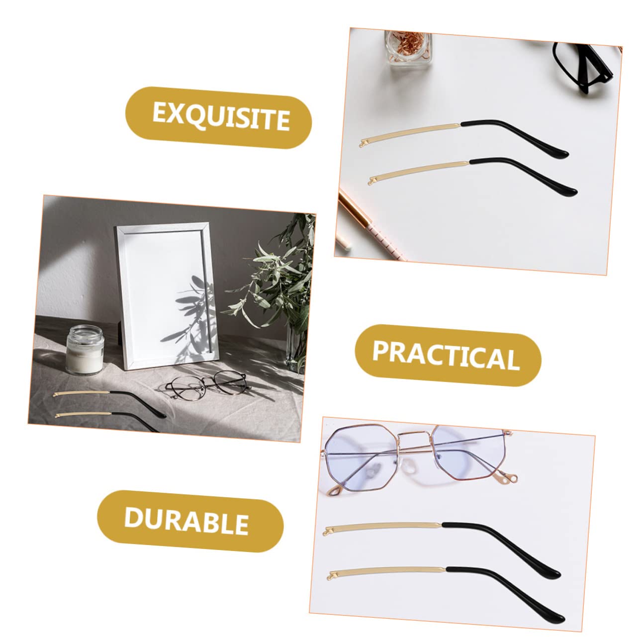 Lurrose 2 Pairs Metal Glasses Temple Replacement - Adjustable Eyeglass Frame Arms with Screwdriver for Men & Women - Perfect for Reading, Working & Daily Wear