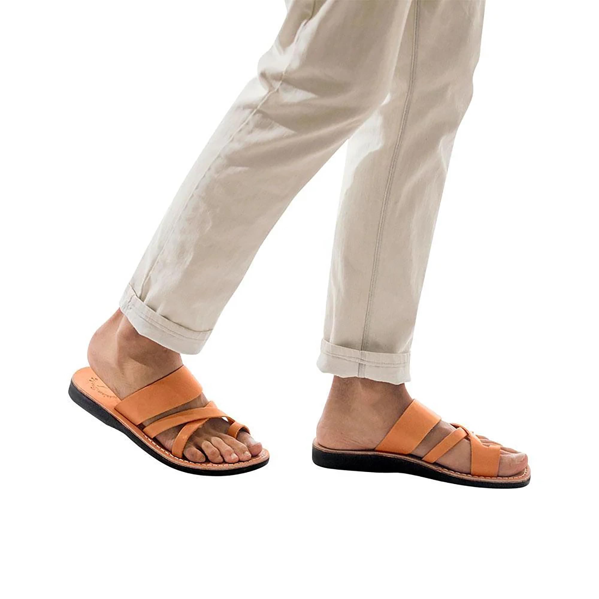 Premium Men's Leather Toe Loop Slide Sandals - The Good Shepherd - Comfortable & Stylish Summer Footwear for Beach, Pool & Casual Outings