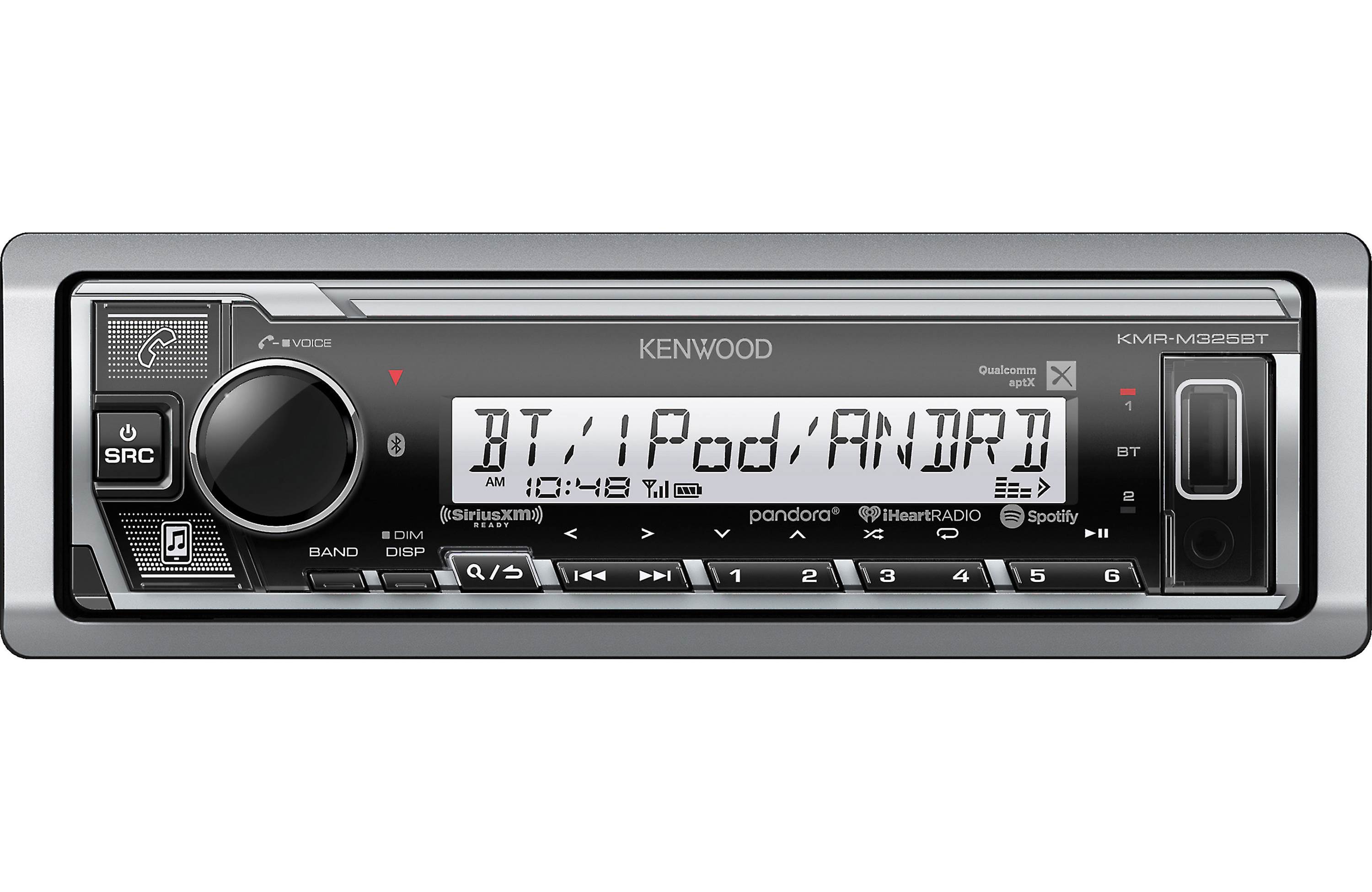 Kenwood KMR M325BT Marine Digital Media Receiver with Bluetooth - Waterproof Boat Stereo for Marine & Outdoor Use
