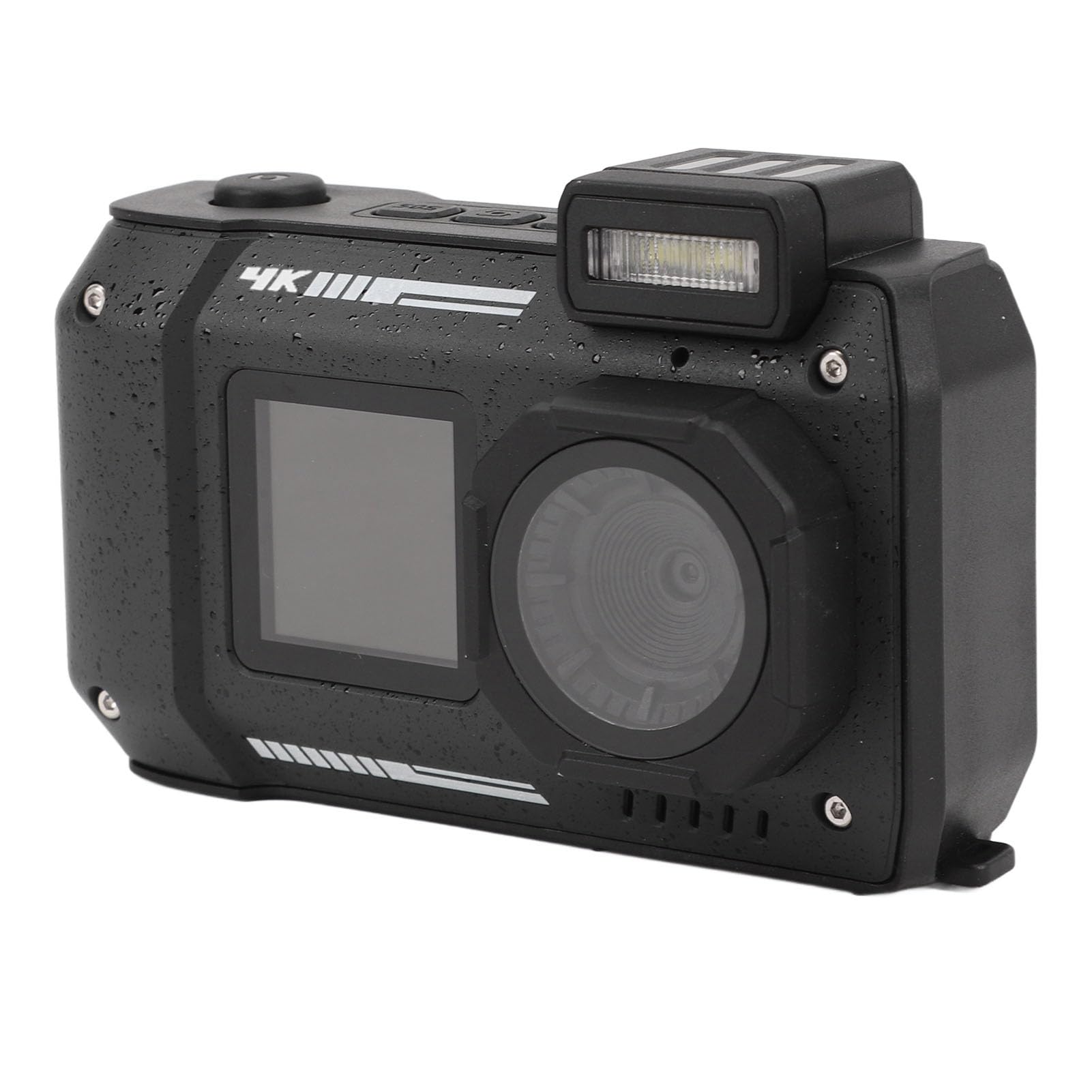 4K Underwater Camera 33FT Waterproof - 65MP Autofocus Dual Screen Digital Camera with 2500mAh Battery for Snorkeling, Diving, Swimming & Beach Vacations (Black)