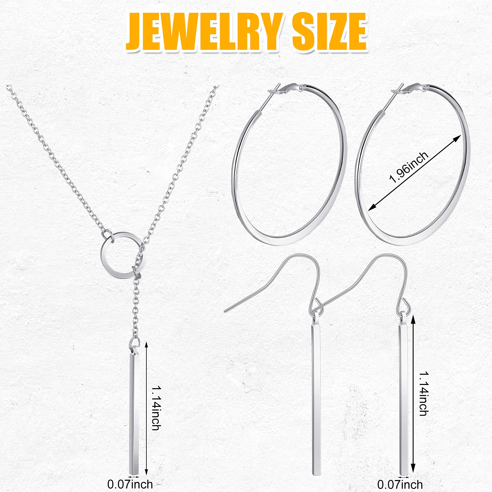Hicarer Minimalist Bar Jewelry Set for Women - Vertical Bar Necklace, Stud Earrings & Adjustable Cuff Bracelet | Perfect for Everyday Wear, Office & Date Night