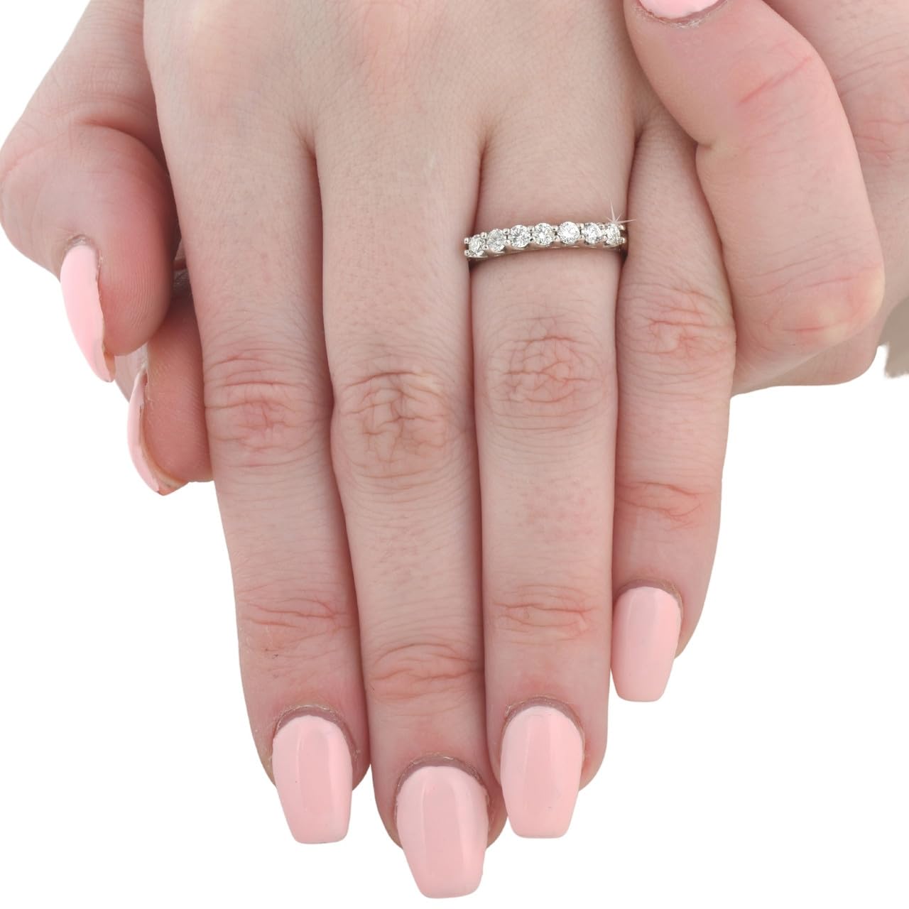 1/2 Carat Lab-Grown Diamond Wedding Ring - 7 Stone 14K White Gold Band for Women - Perfect for Engagement, Anniversary & Bridal Jewelry