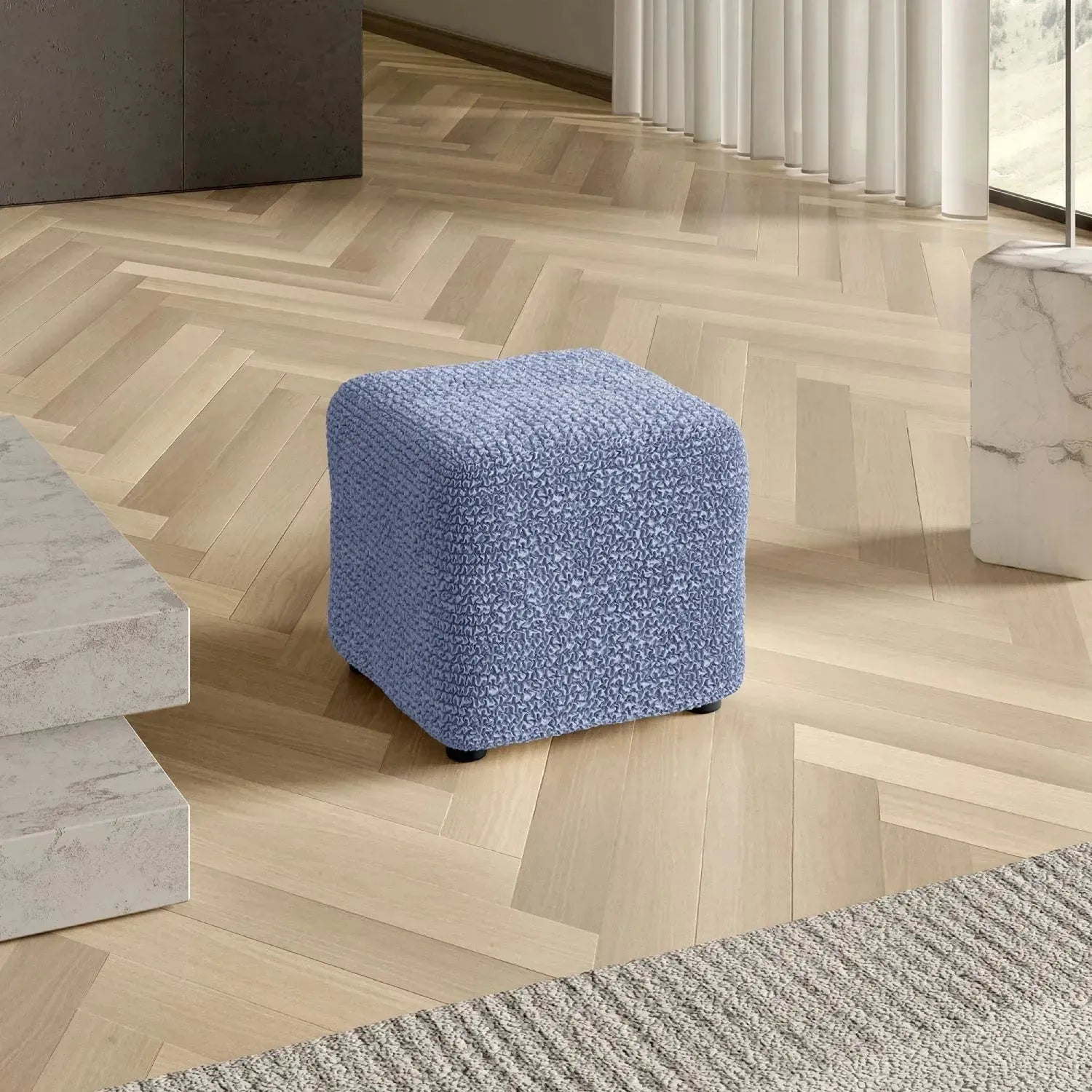 Small Ottoman Slipcover - Microfiber Collection - Perfect for Living Room, Bedroom, and Home Decor