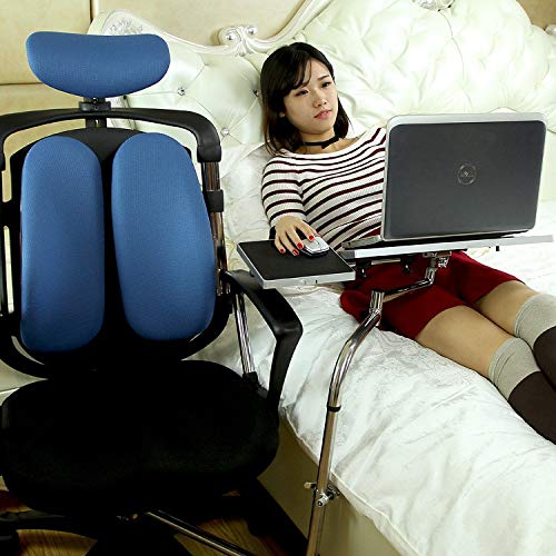 OK030 Full Motion Chair Mount Keyboard Tray with Mouse Pad - Adjustable Laptop Desk Holder for Ergonomic Office & Gaming Setup (Silver) - Perfect for Home Office, PC Gaming, and Workspace Comfort