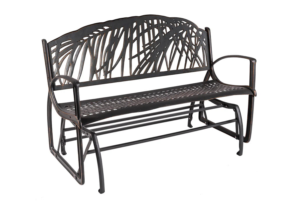 Premium Outdoor Palm Glider Bench - Patio Swing Chair with Weather-Resistant Cushions, Perfect for Backyard, Garden & Porch Relaxation